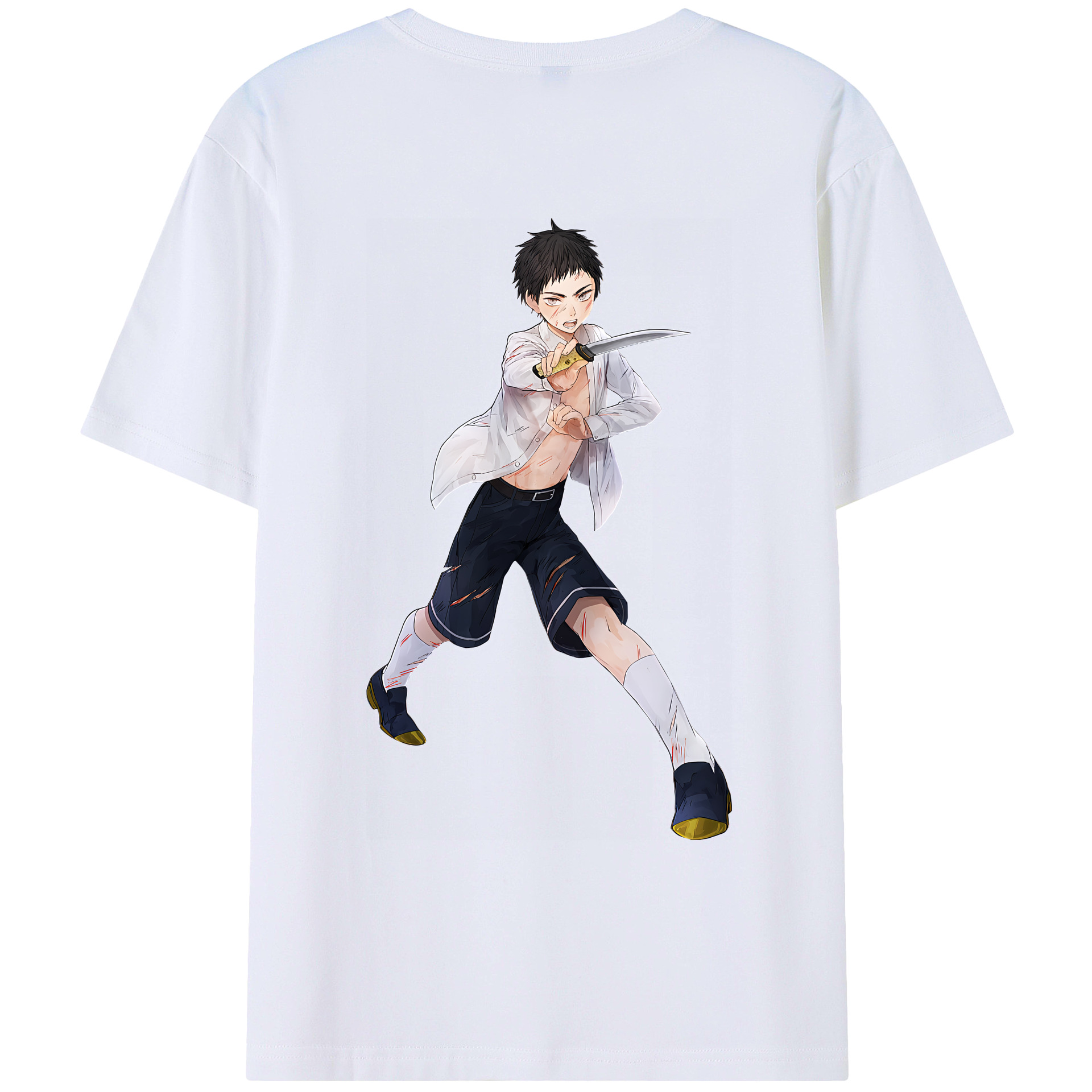 （画像用） 刀剣乱舞 Touken Ranbu 綿100％ メンズ半袖Tシャツ（バックプリント） 通気性