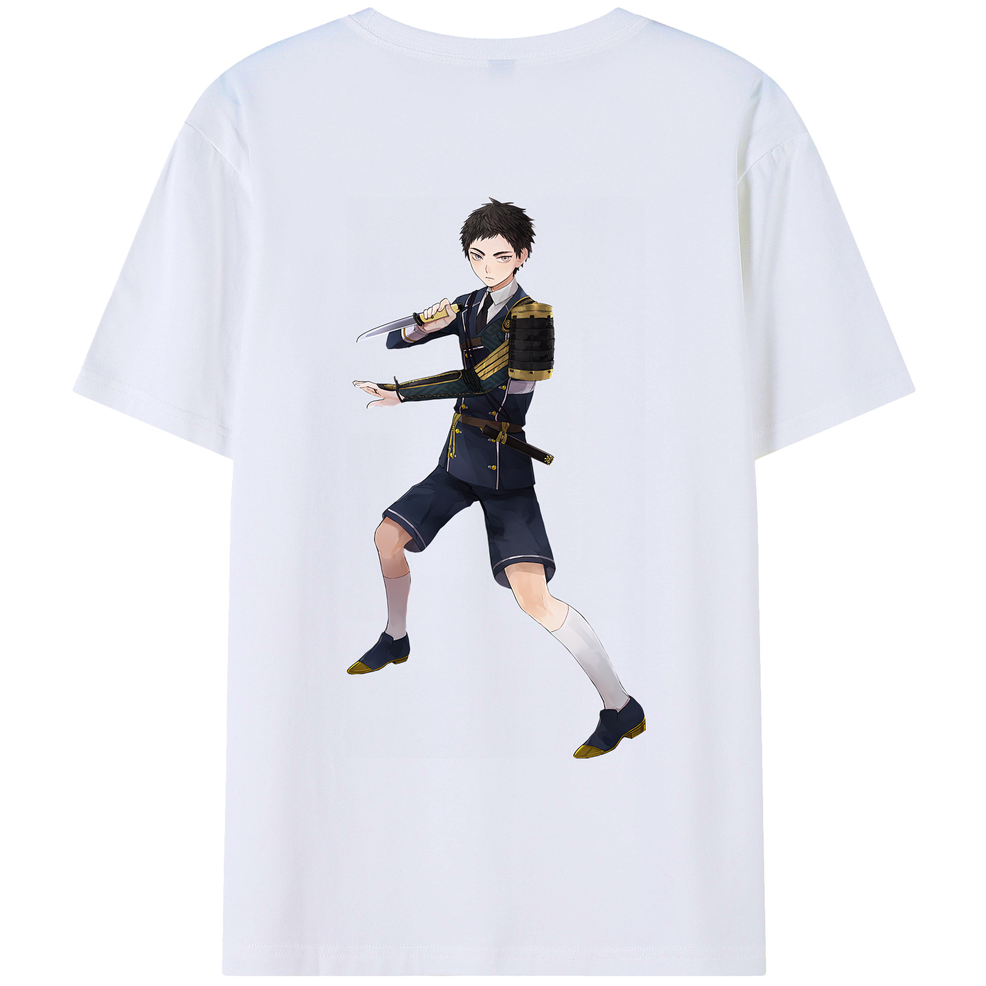 （画像用） 刀剣乱舞 Touken Ranbu 綿100％ メンズ半袖Tシャツ（バックプリント） 通気性