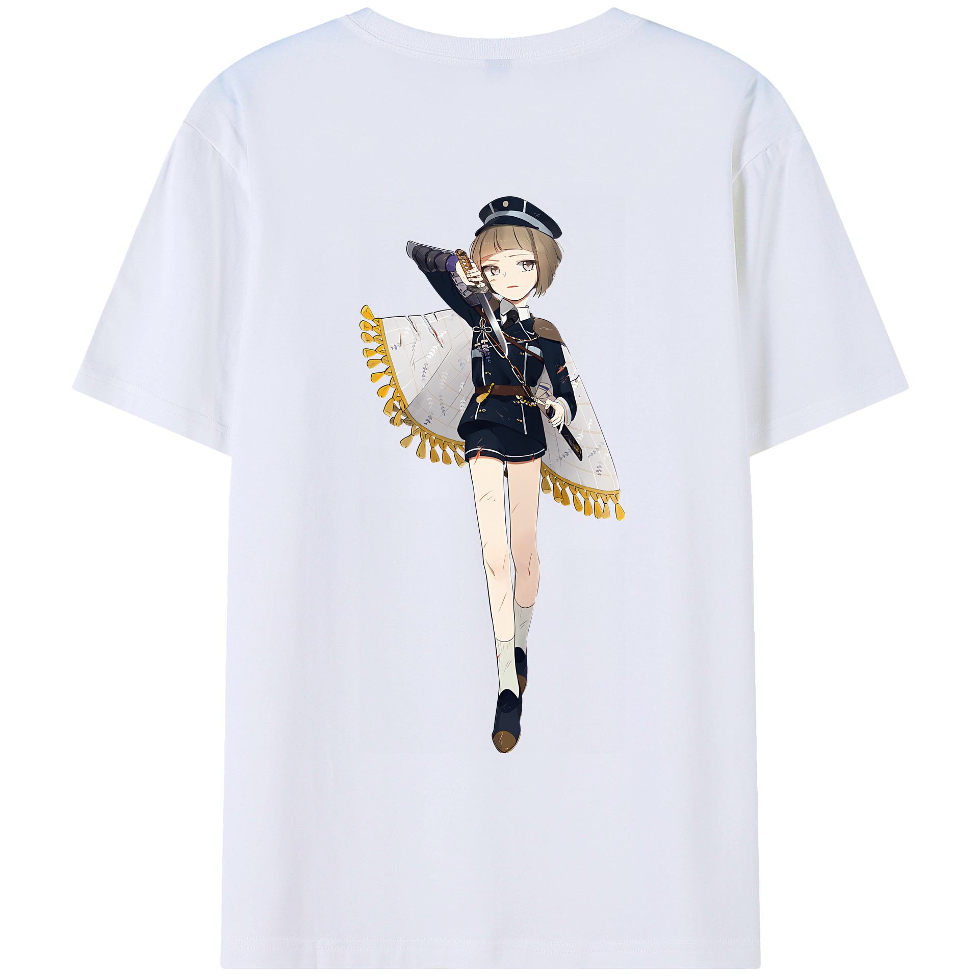 （画像用） 刀剣乱舞 Touken Ranbu 綿100％ メンズ半袖Tシャツ（バックプリント） 通気性