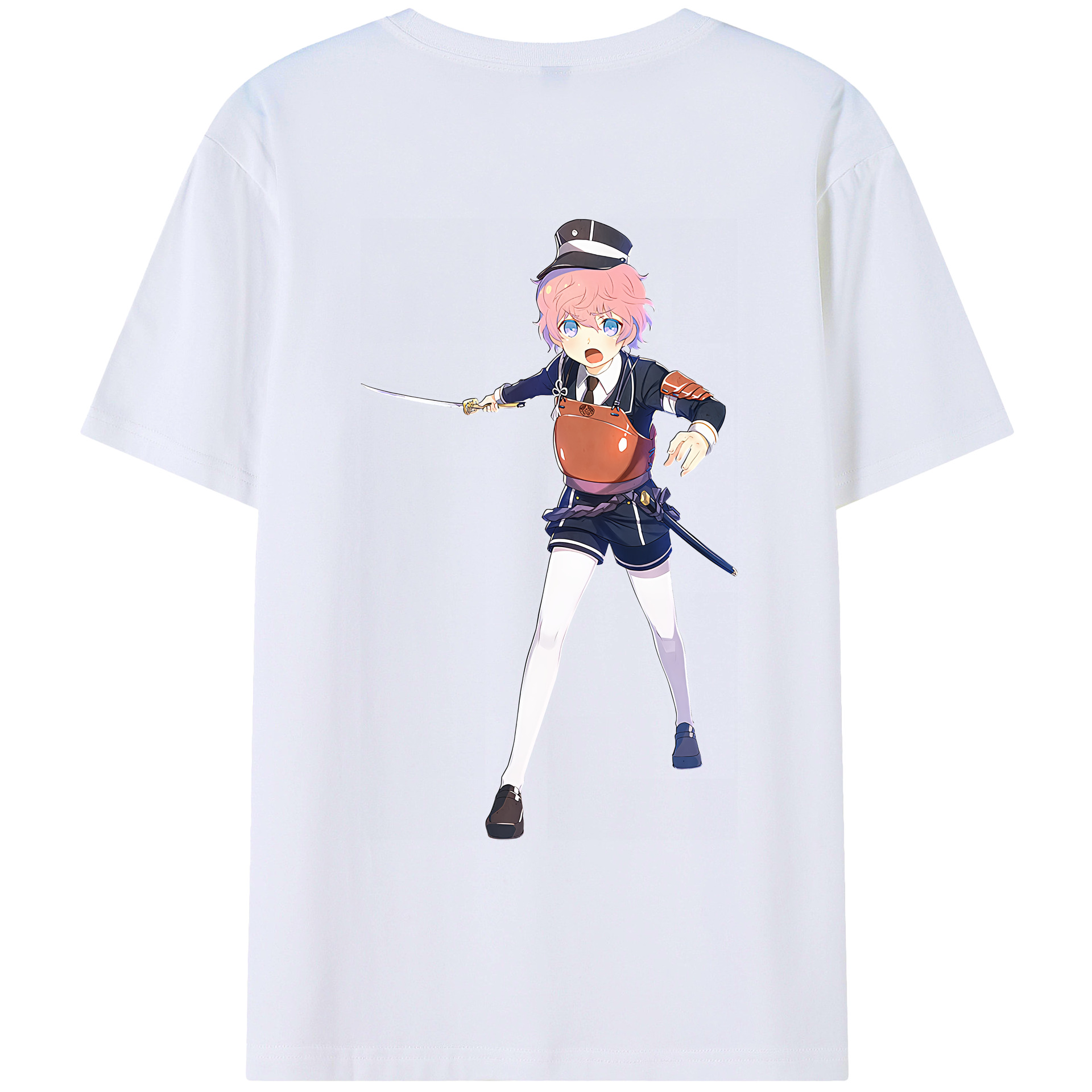 （画像用） 刀剣乱舞 Touken Ranbu 綿100％ メンズ半袖Tシャツ（バックプリント） 通気性