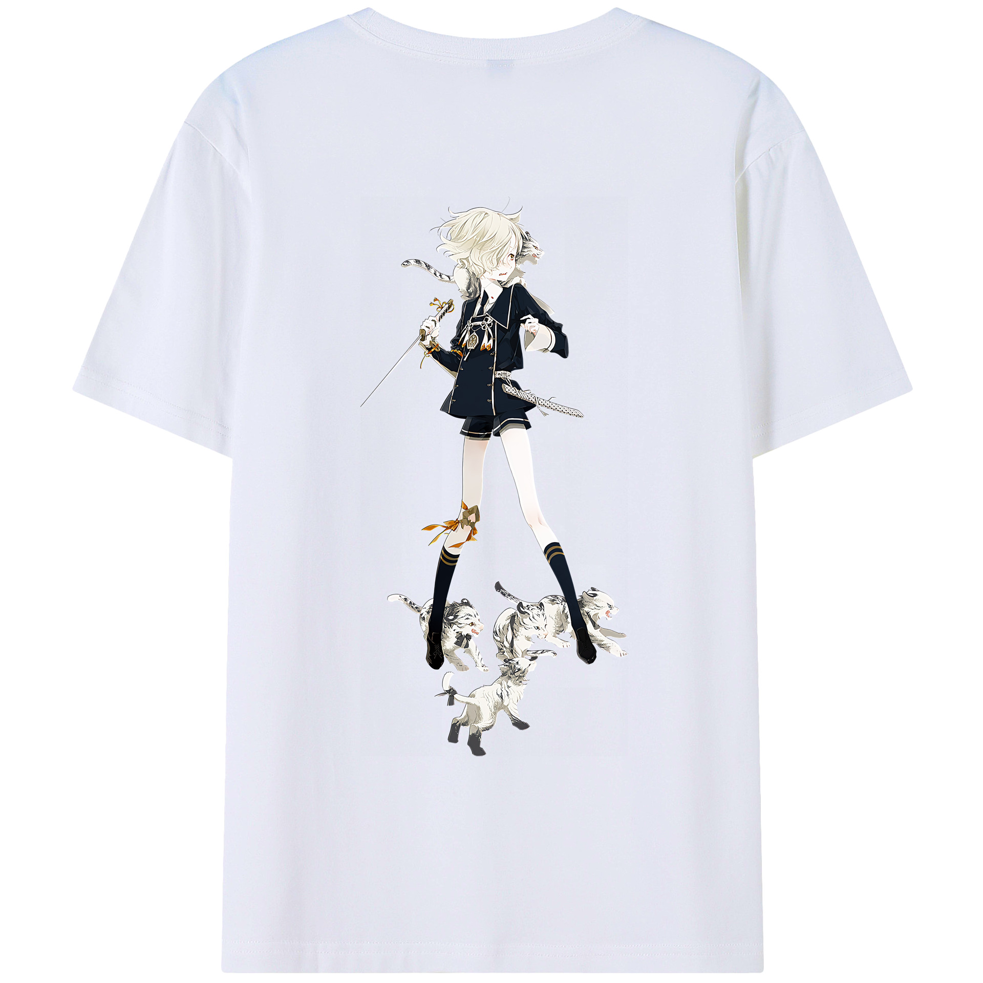 （画像用） 刀剣乱舞 Touken Ranbu 綿100％ メンズ半袖Tシャツ（バックプリント） 通気性