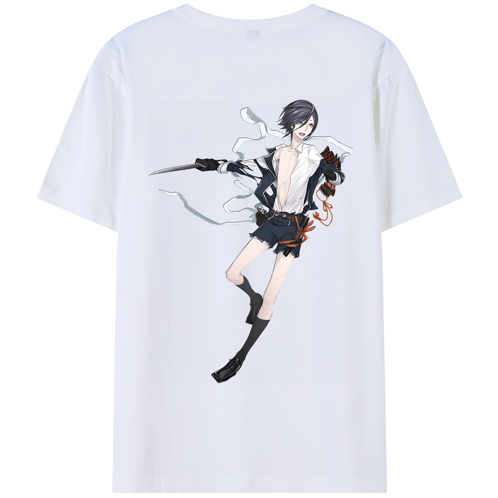 （画像用） 刀剣乱舞 Touken Ranbu 綿100％ メンズ半袖Tシャツ（バックプリント） 通気性