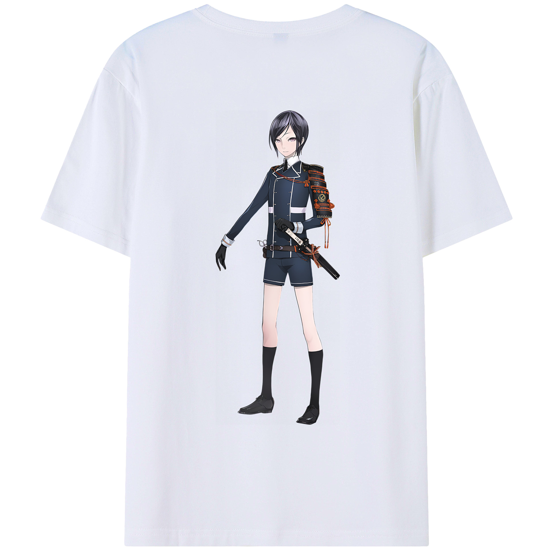 （画像用） 刀剣乱舞 Touken Ranbu 綿100％ メンズ半袖Tシャツ（バックプリント） 通気性