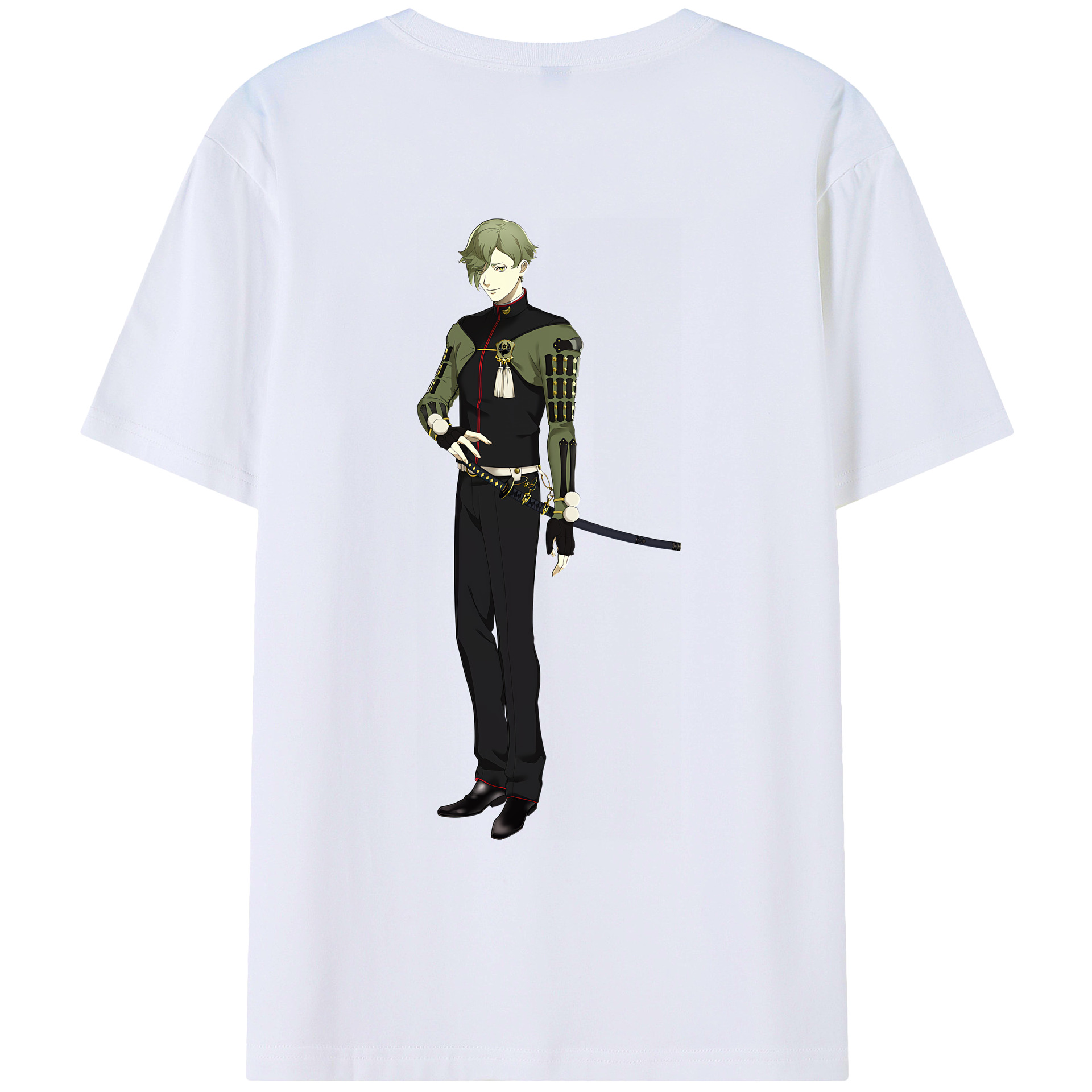 （画像用） 刀剣乱舞 Touken Ranbu 綿100％ メンズ半袖Tシャツ（バックプリント） 通気性
