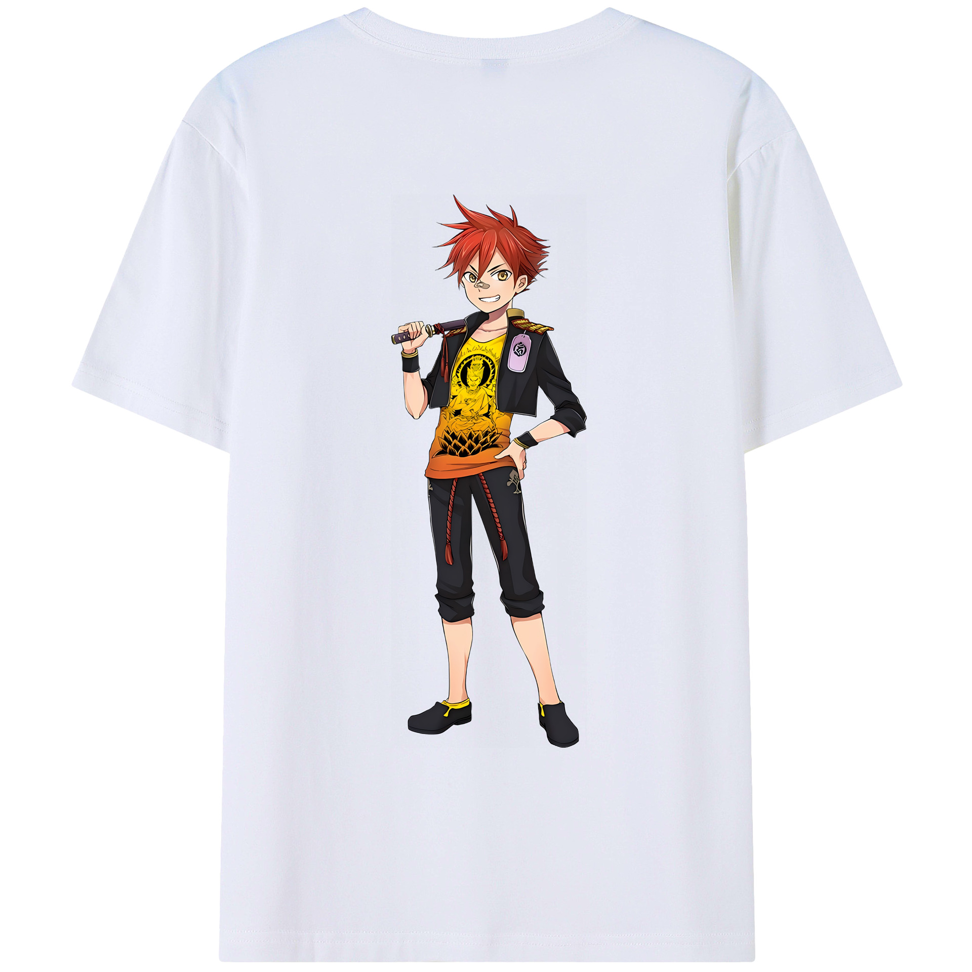 （画像用） 刀剣乱舞 Touken Ranbu 綿100％ メンズ半袖Tシャツ（バックプリント） 通気性
