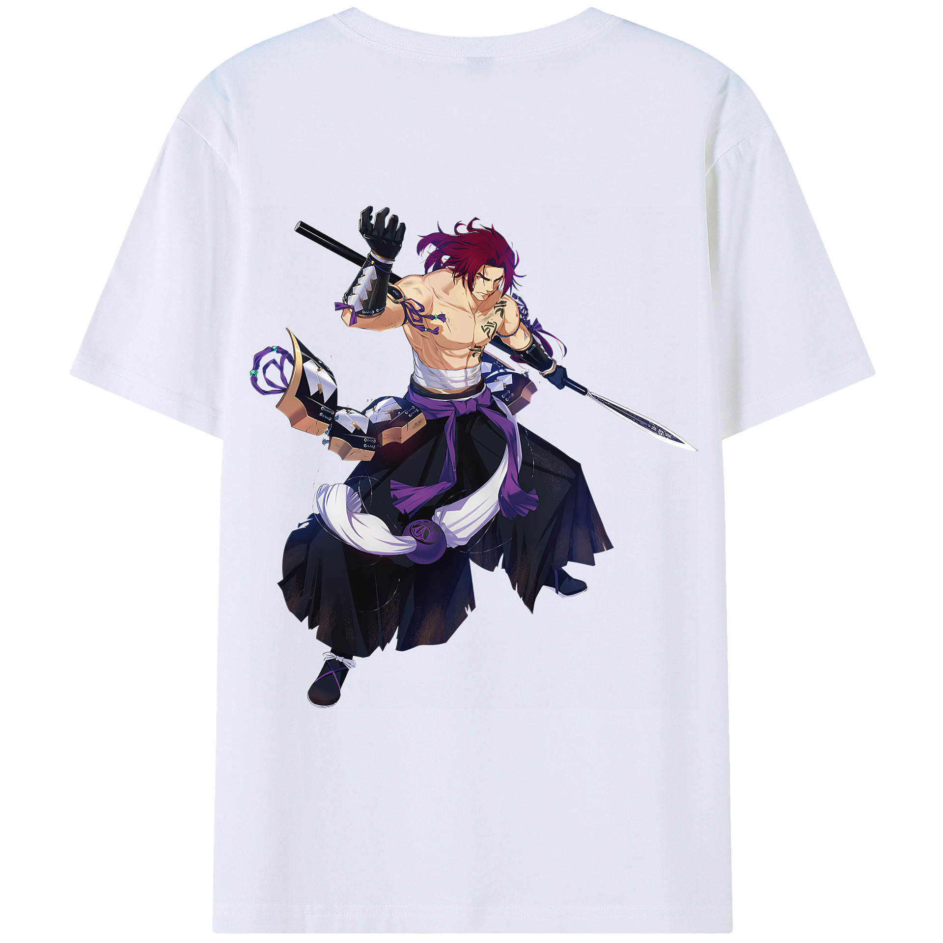 （画像用） 刀剣乱舞 Touken Ranbu 綿100％ メンズ半袖Tシャツ（バックプリント） 通気性