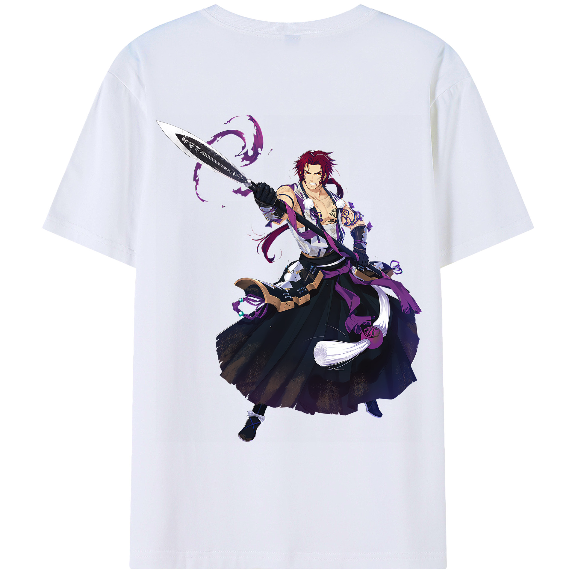 （画像用） 刀剣乱舞 Touken Ranbu 綿100％ メンズ半袖Tシャツ（バックプリント） 通気性