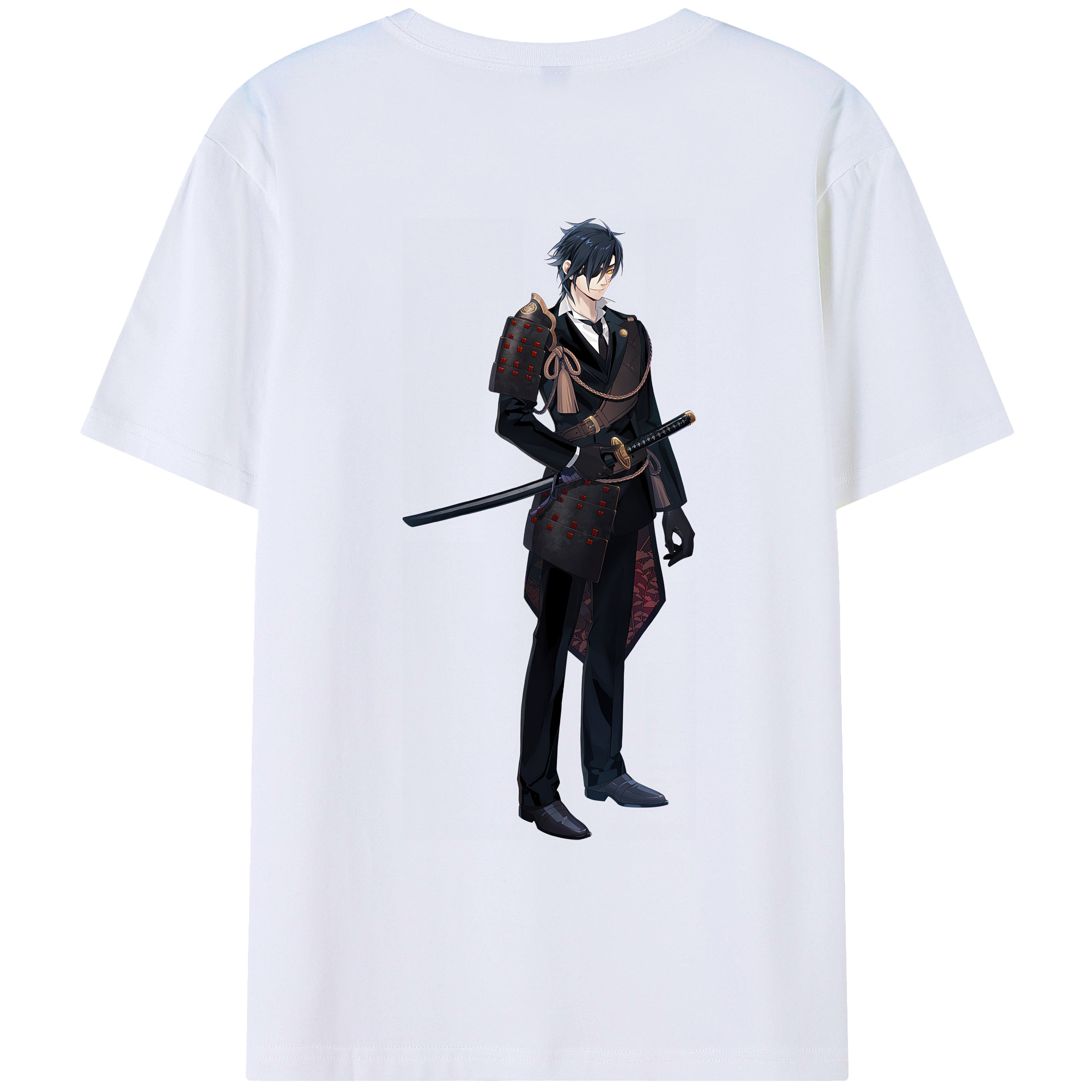 （画像用） 刀剣乱舞 Touken Ranbu 綿100％ メンズ半袖Tシャツ（バックプリント） 通気性