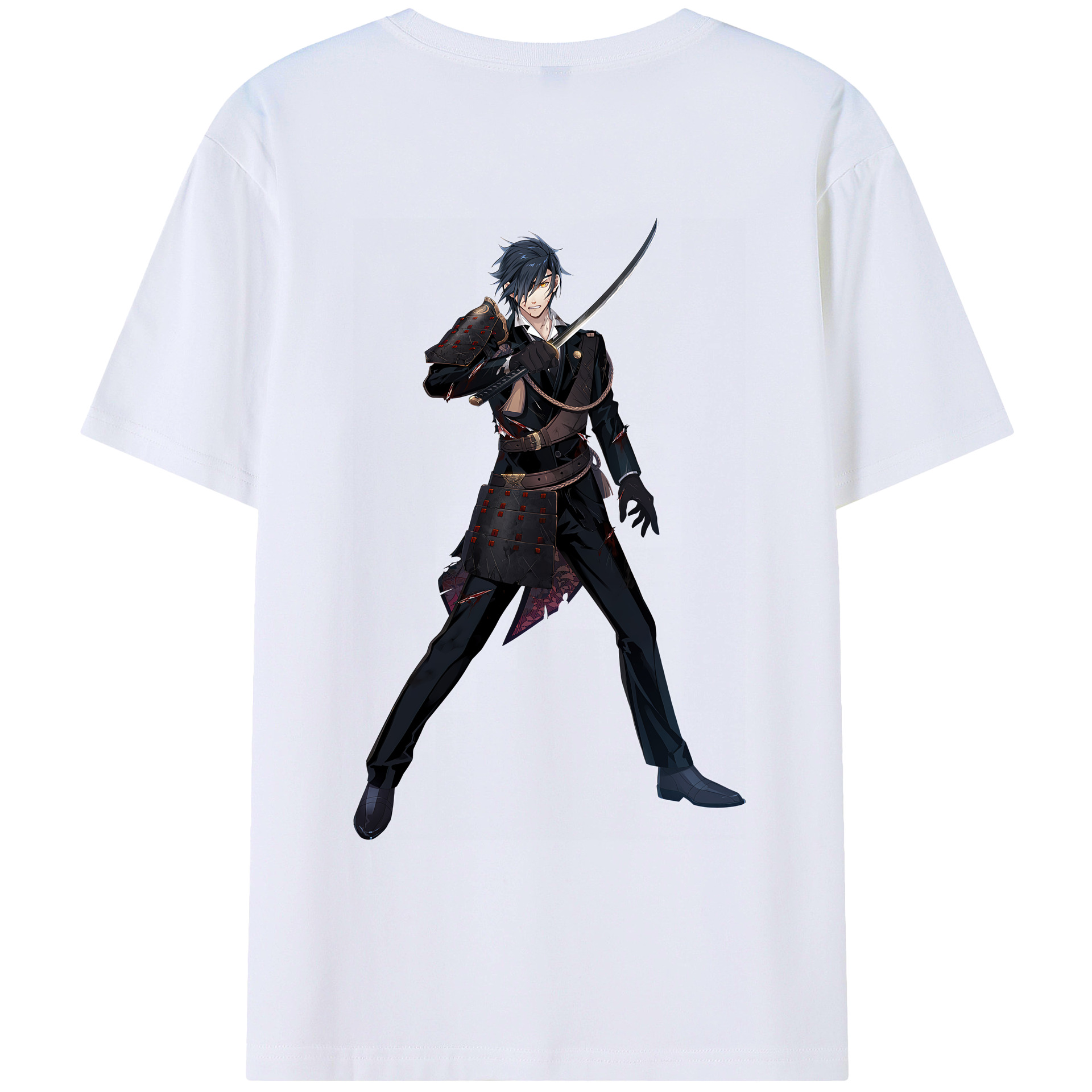 （画像用） 刀剣乱舞 Touken Ranbu 綿100％ メンズ半袖Tシャツ（バックプリント） 通気性