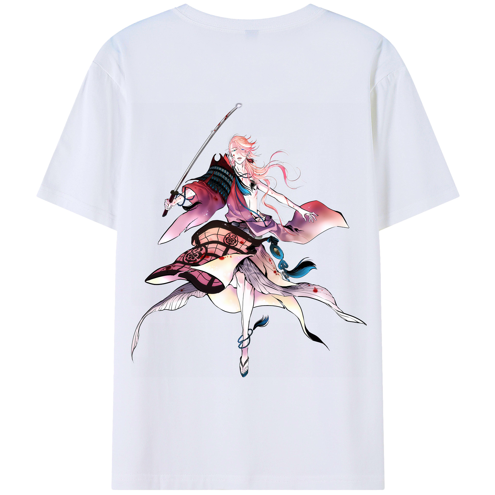 （画像用） 刀剣乱舞 Touken Ranbu 綿100％ メンズ半袖Tシャツ（バックプリント） 通気性