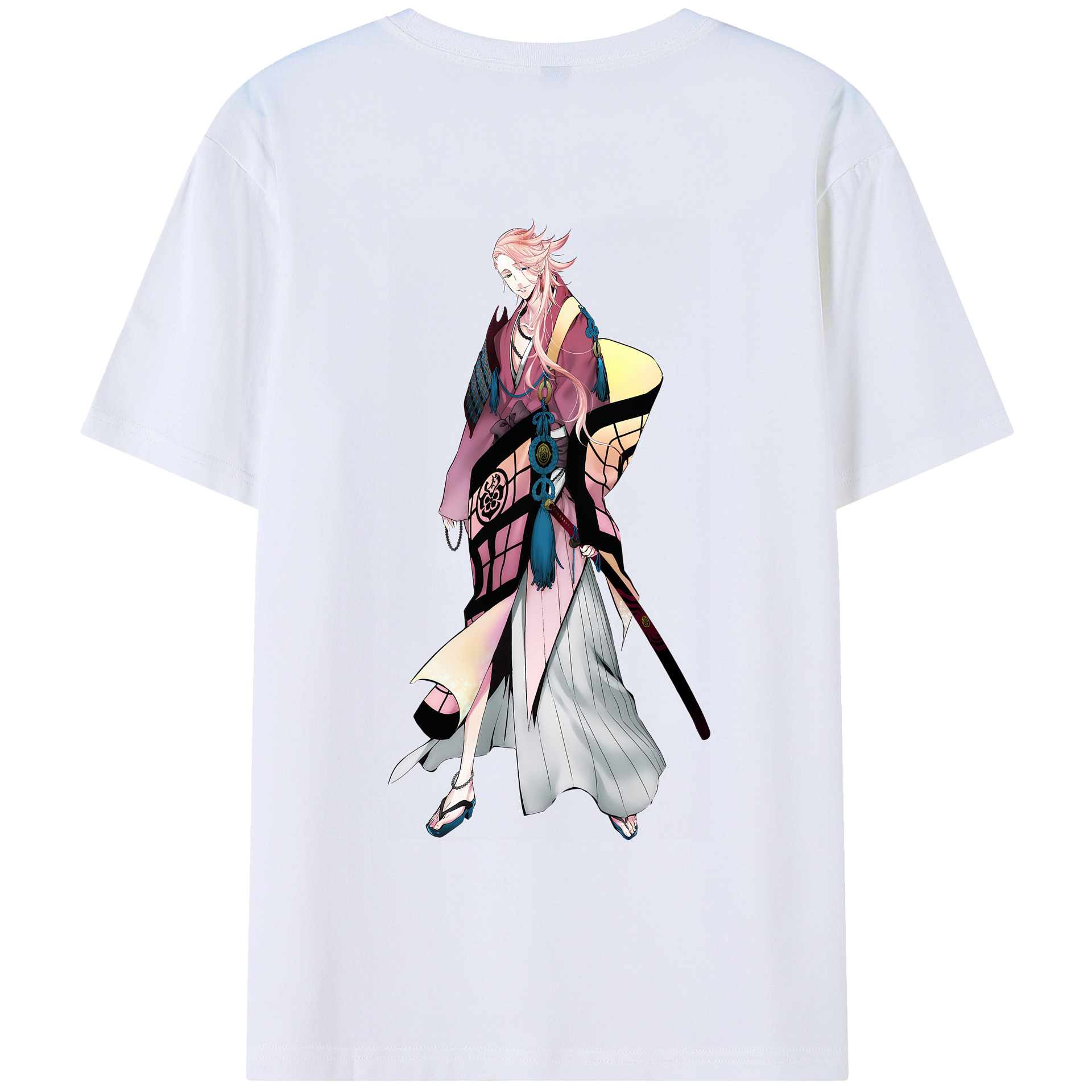 （画像用） 刀剣乱舞 Touken Ranbu 綿100％ メンズ半袖Tシャツ（バックプリント） 通気性