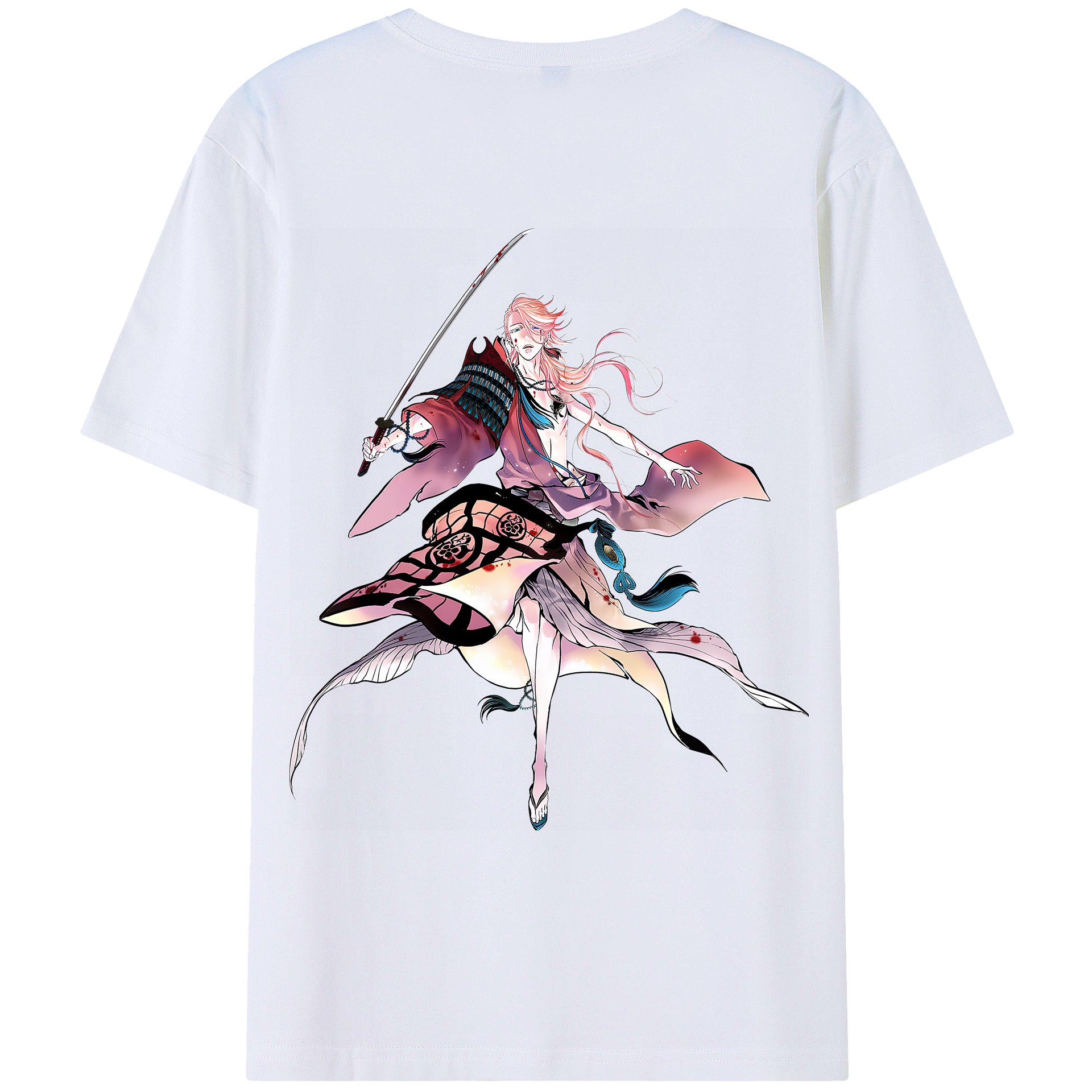 （画像用） 刀剣乱舞 Touken Ranbu 綿100％ メンズ半袖Tシャツ（バックプリント） 通気性