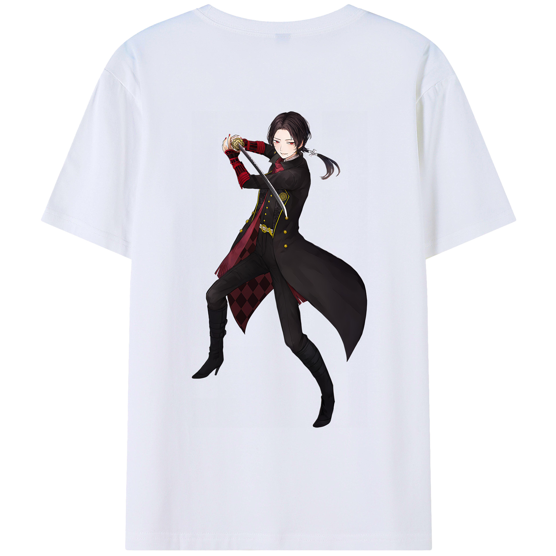 （画像用） 刀剣乱舞 Touken Ranbu 綿100％ メンズ半袖Tシャツ（バックプリント） 通気性