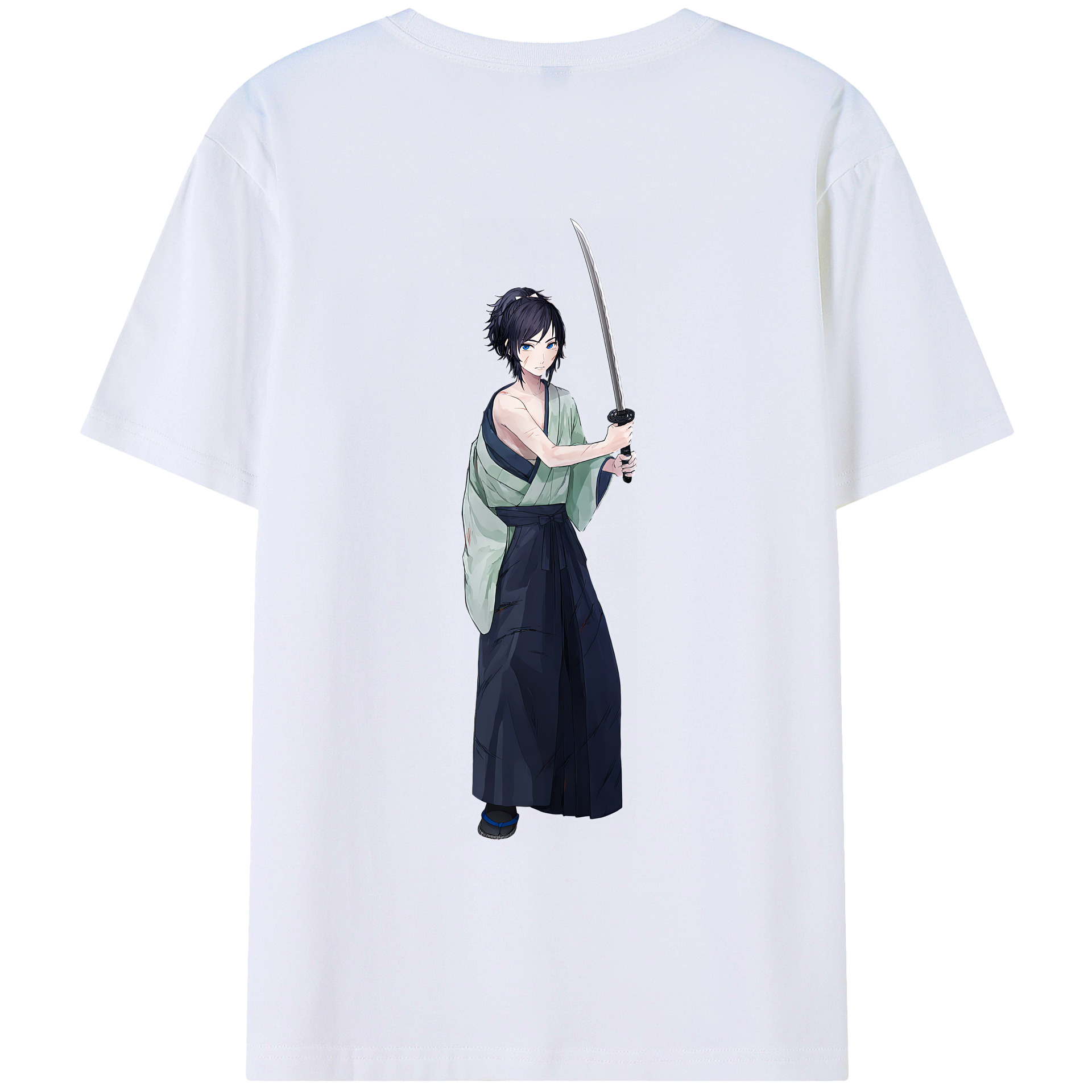 （画像用） 刀剣乱舞 Touken Ranbu 綿100％ メンズ半袖Tシャツ（バックプリント） 通気性