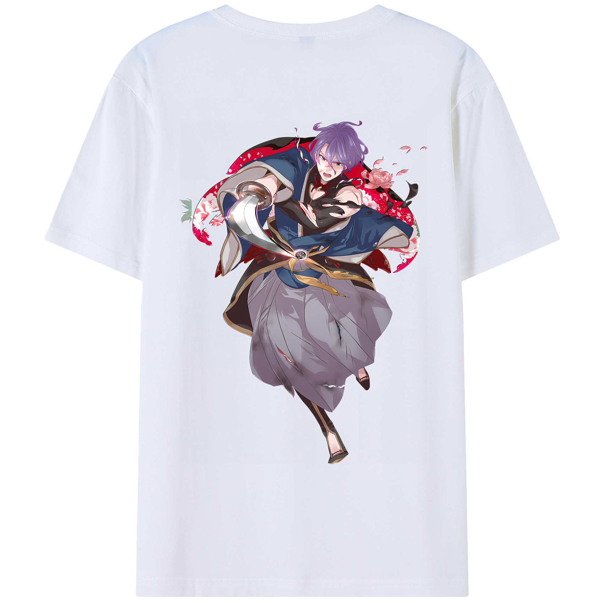 （画像用） 刀剣乱舞 Touken Ranbu 綿100％ メンズ半袖Tシャツ（バックプリント） 通気性