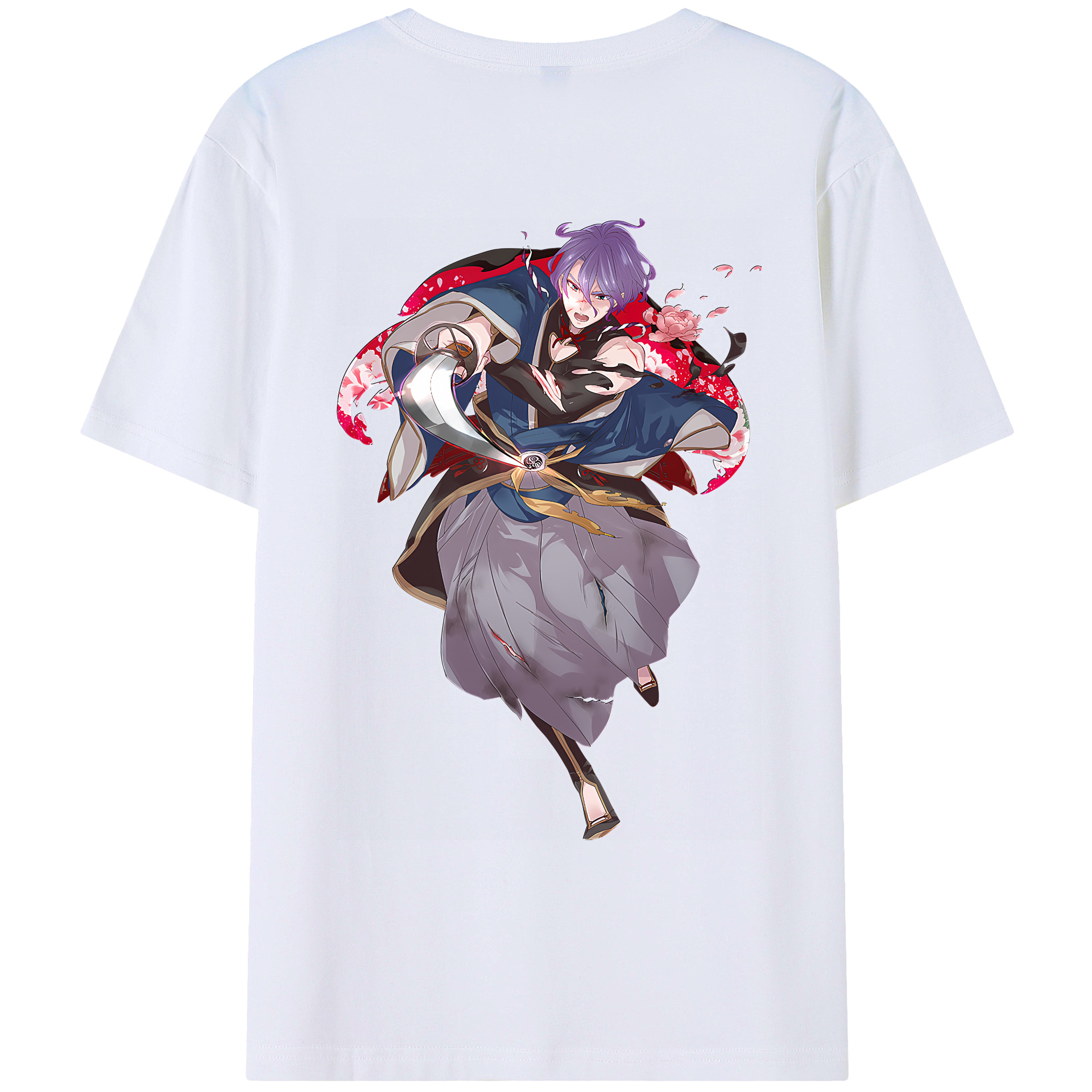 （画像用） 刀剣乱舞 Touken Ranbu 綿100％ メンズ半袖Tシャツ（バックプリント） 通気性