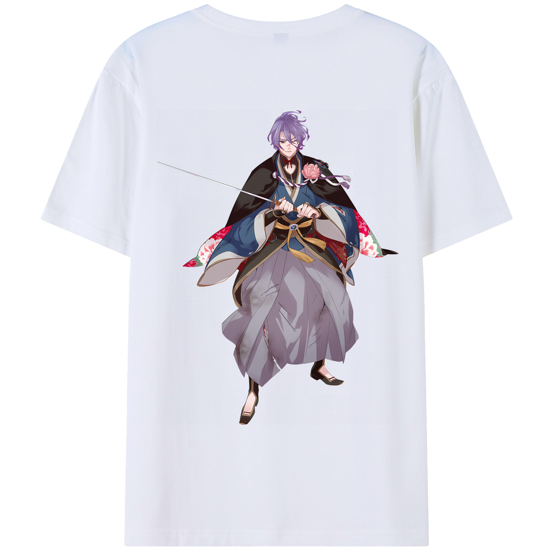 （画像用） 刀剣乱舞 Touken Ranbu 綿100％ メンズ半袖Tシャツ（バックプリント） 通気性