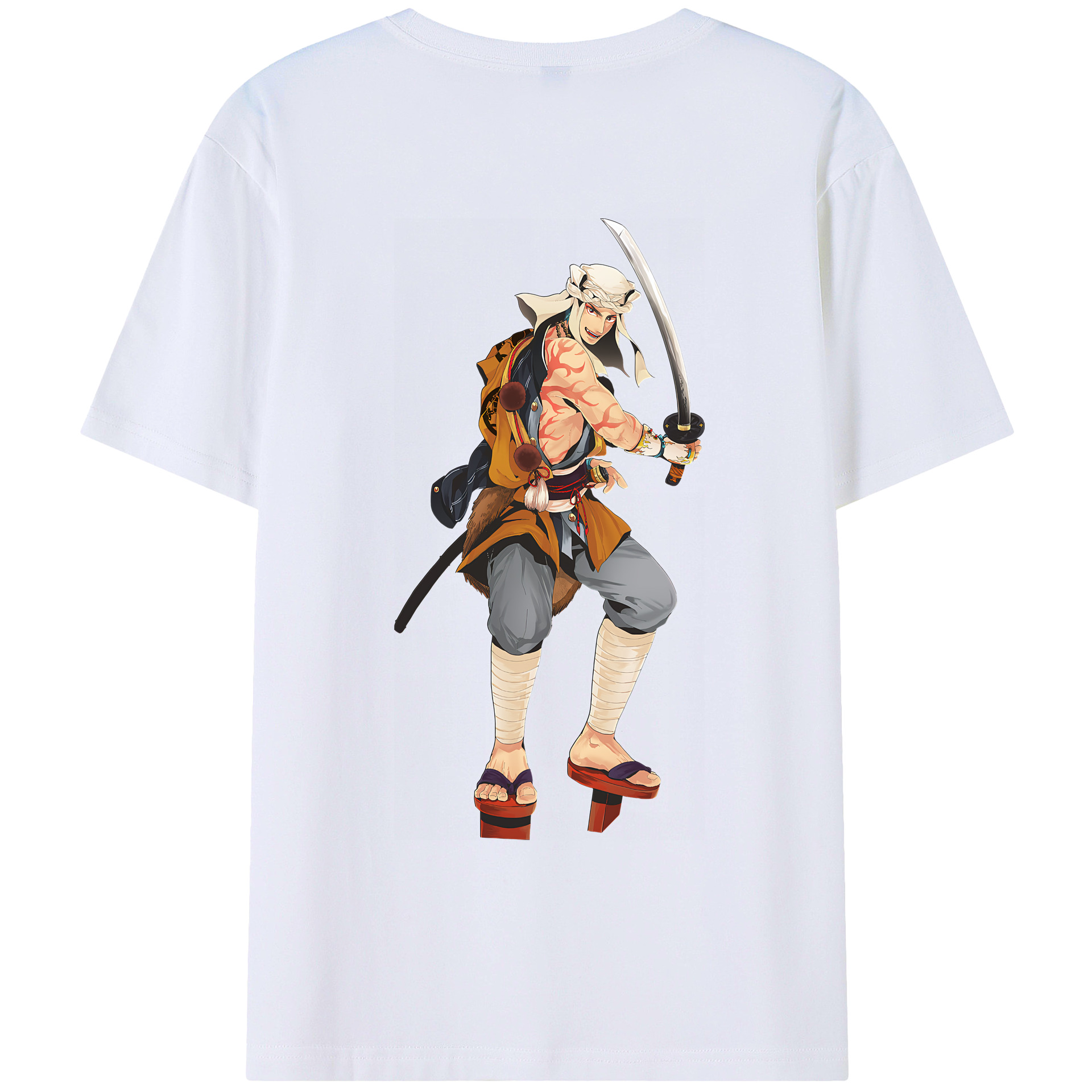 （画像用） 刀剣乱舞 Touken Ranbu 綿100％ メンズ半袖Tシャツ（バックプリント） 通気性