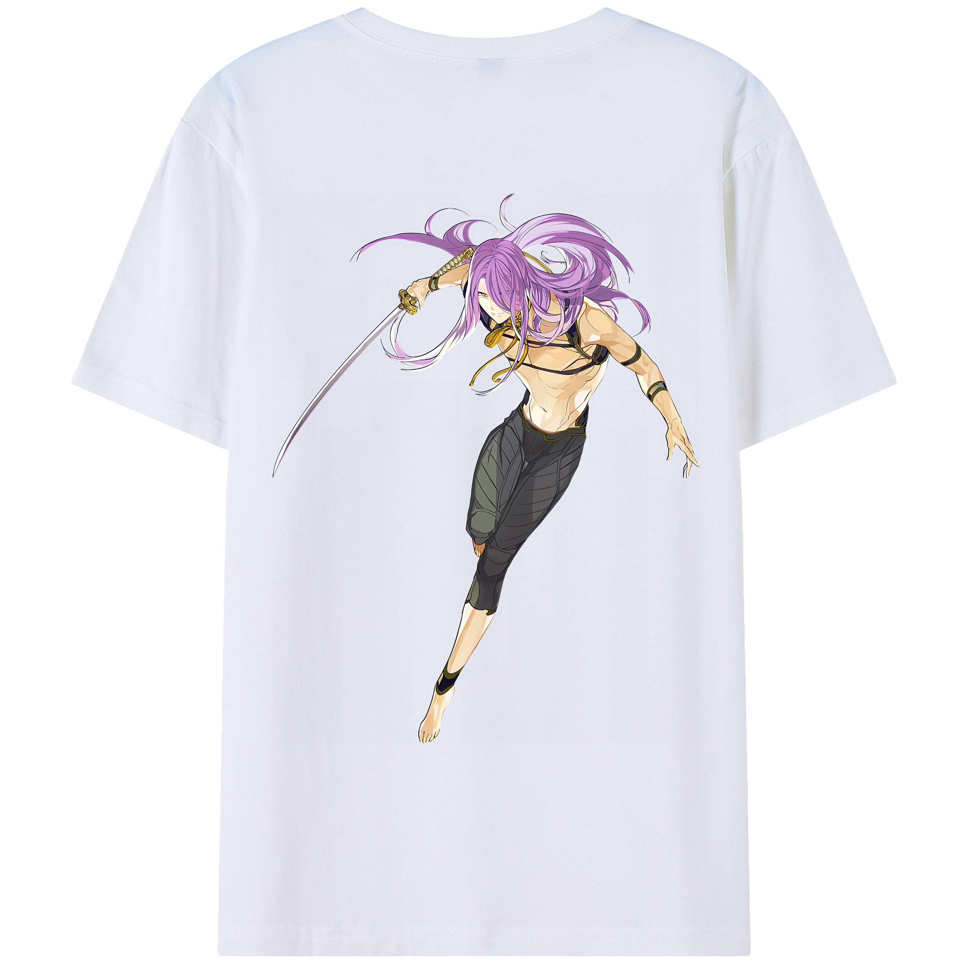 （画像用） 刀剣乱舞 Touken Ranbu 綿100％ メンズ半袖Tシャツ（バックプリント） 通気性