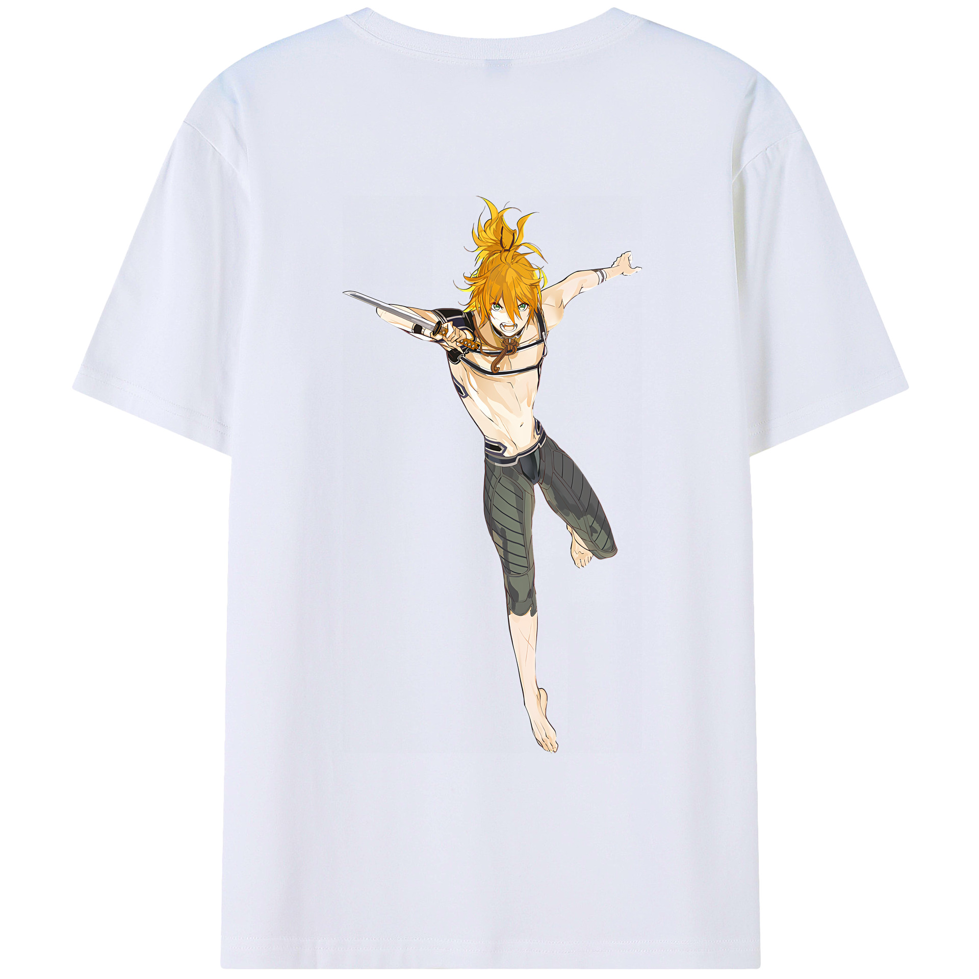 （画像用） 刀剣乱舞 Touken Ranbu 綿100％ メンズ半袖Tシャツ（バックプリント） 通気性