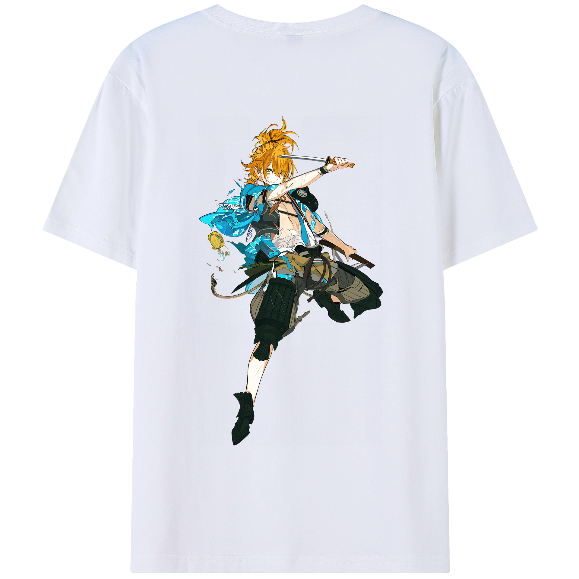 （画像用） 刀剣乱舞 Touken Ranbu 綿100％ メンズ半袖Tシャツ（バックプリント） 通気性