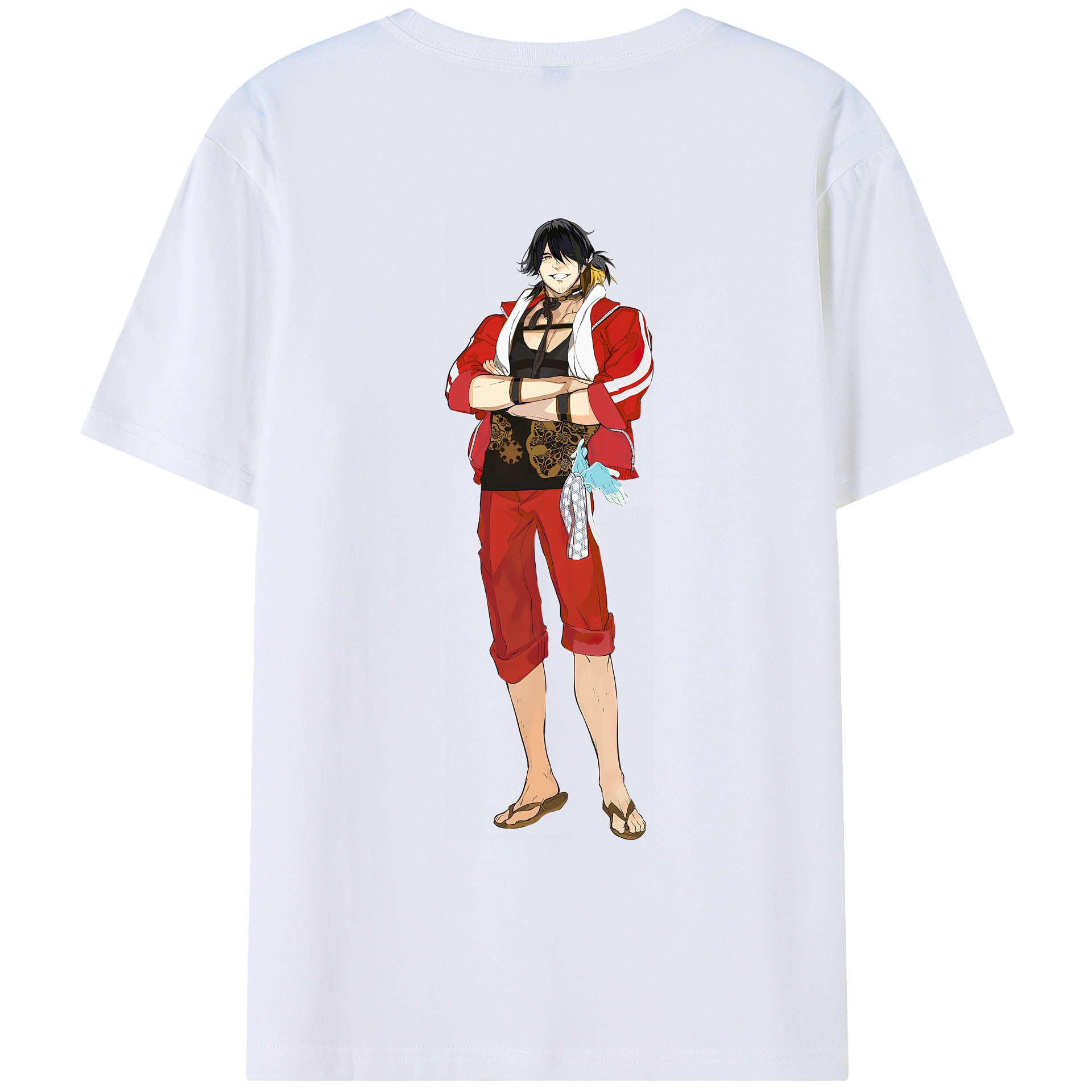 （画像用） 刀剣乱舞 Touken Ranbu 綿100％ メンズ半袖Tシャツ（バックプリント） 通気性