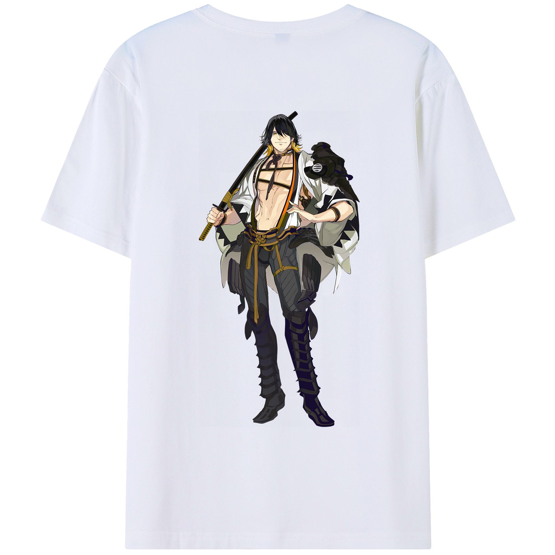 （画像用） 刀剣乱舞 Touken Ranbu 綿100％ メンズ半袖Tシャツ（バックプリント） 通気性