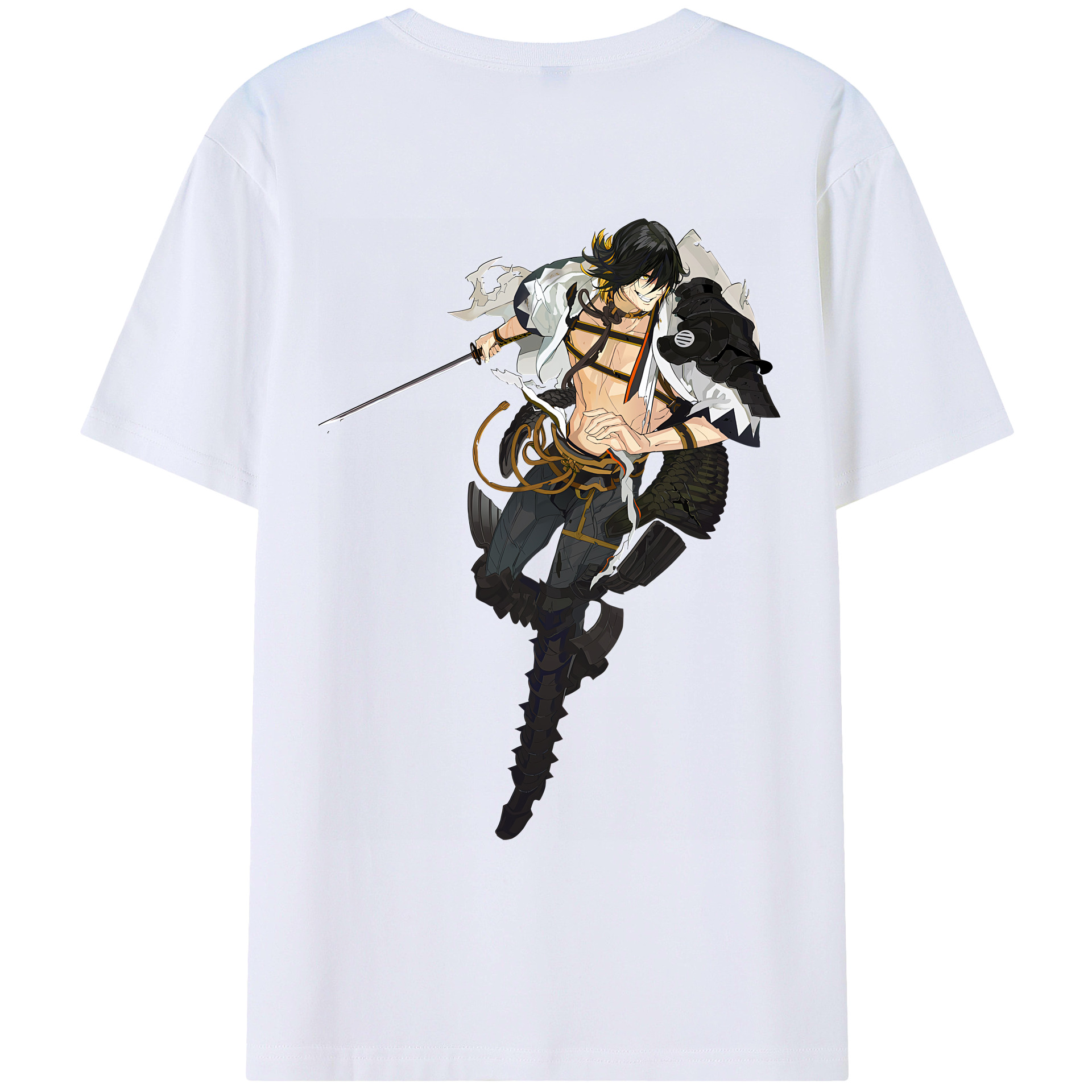 （画像用） 刀剣乱舞 Touken Ranbu 綿100％ メンズ半袖Tシャツ（バックプリント） 通気性