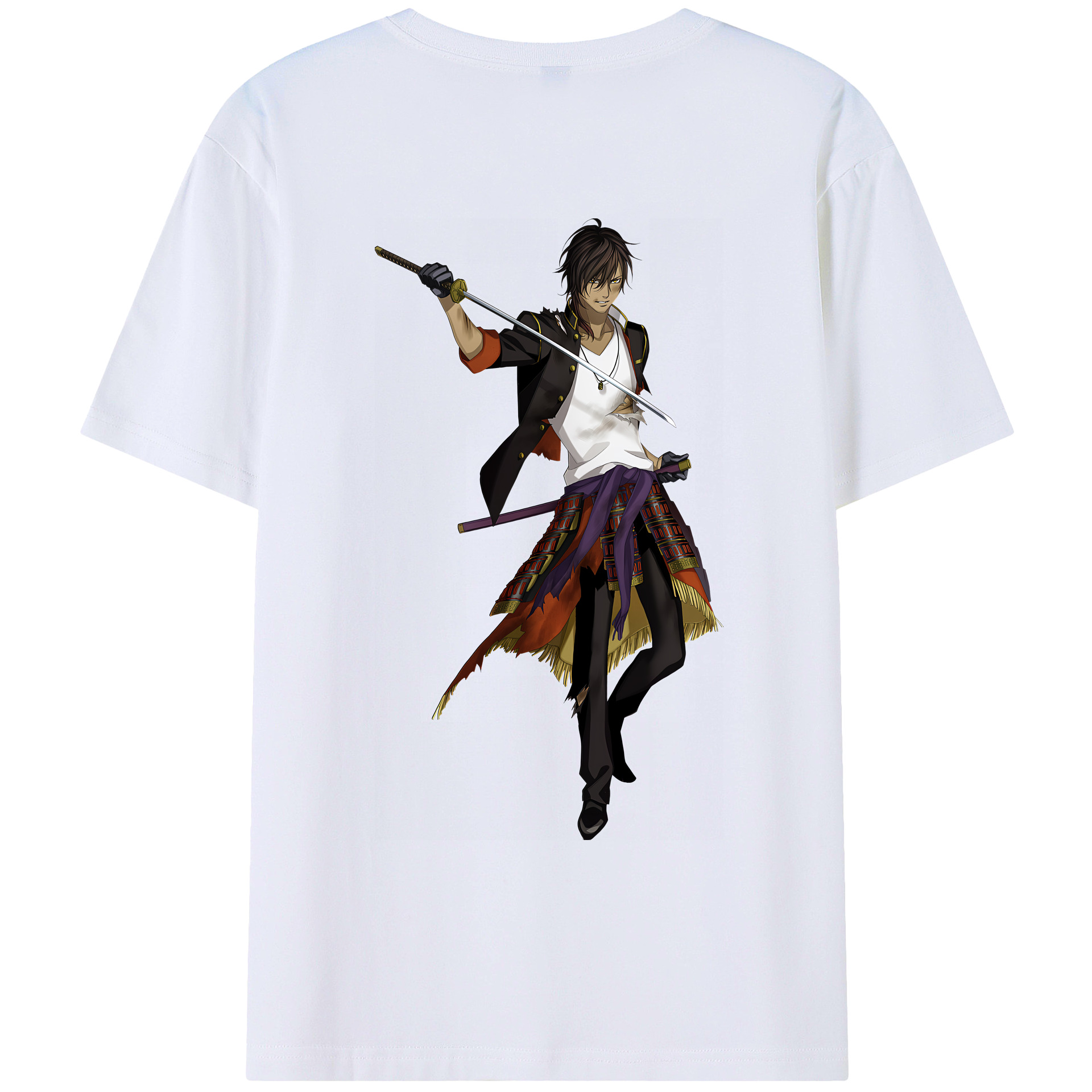（画像用） 刀剣乱舞 Touken Ranbu 綿100％ メンズ半袖Tシャツ（バックプリント） 通気性