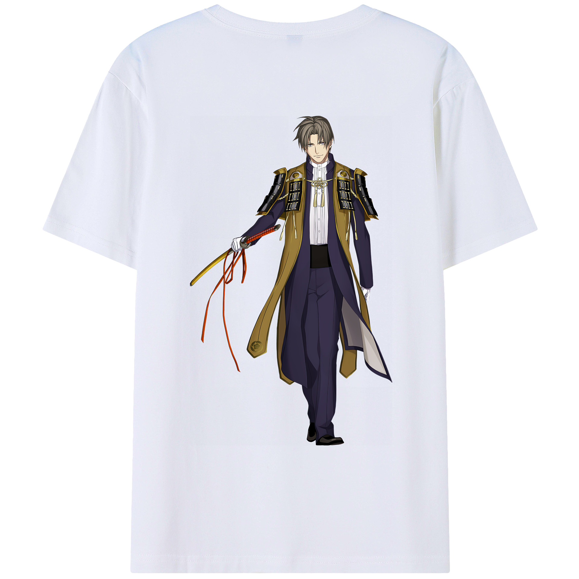 （画像用） 刀剣乱舞 Touken Ranbu 綿100％ メンズ半袖Tシャツ（バックプリント） 通気性