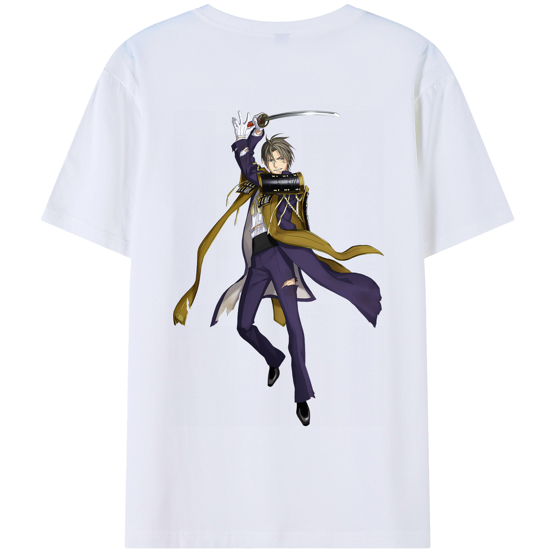 （画像用） 刀剣乱舞 Touken Ranbu 綿100％ メンズ半袖Tシャツ（バックプリント） 通気性