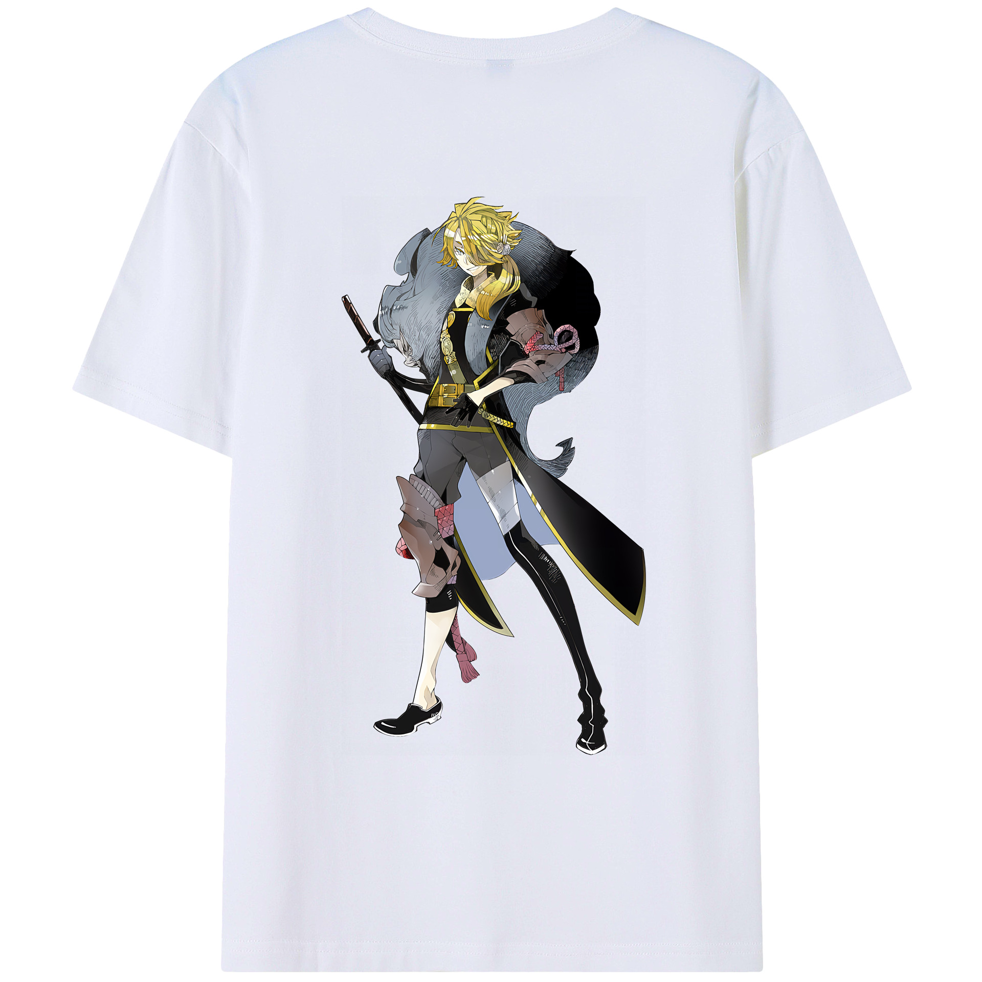 （画像用） 刀剣乱舞 Touken Ranbu 綿100％ メンズ半袖Tシャツ（バックプリント） 通気性