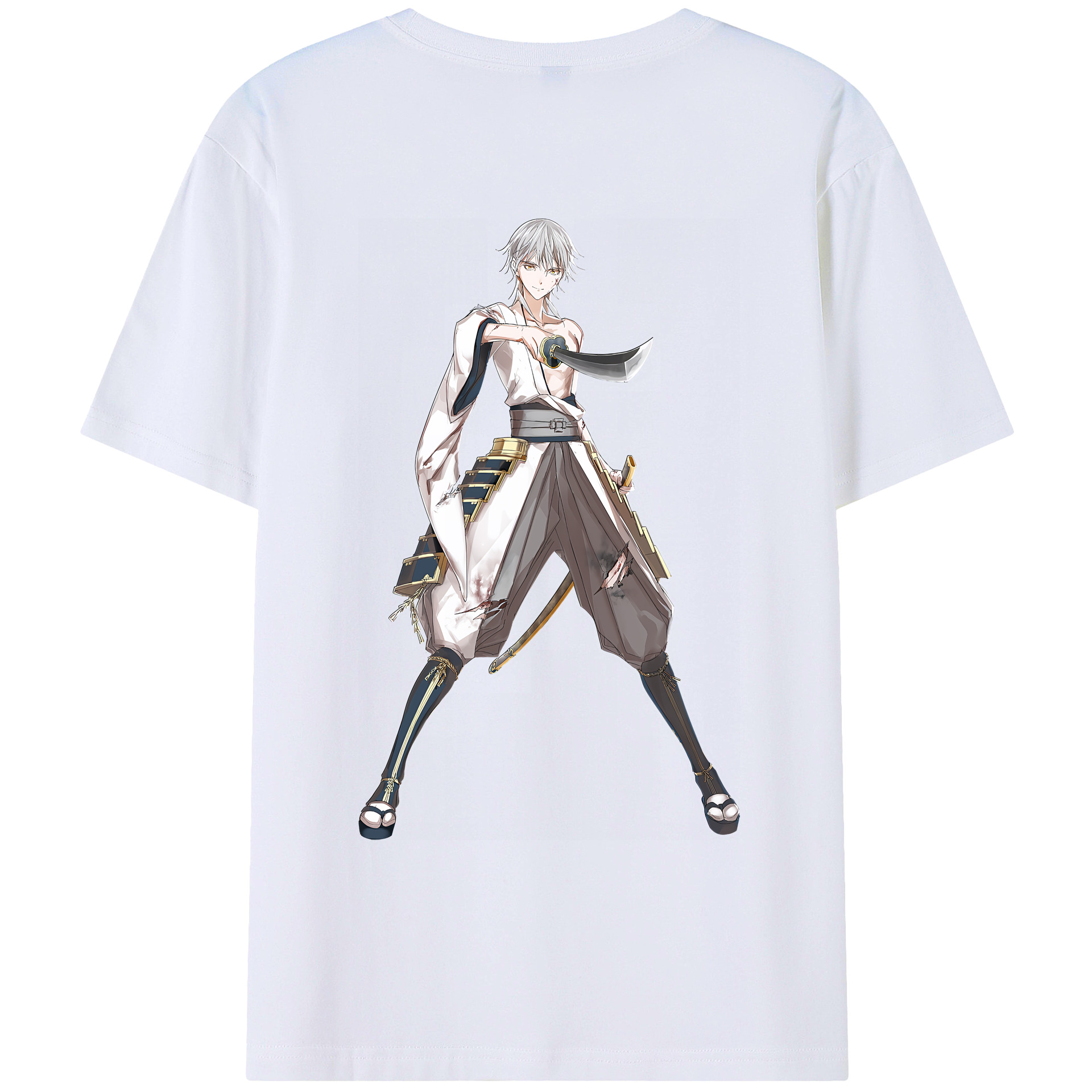 （画像用） 刀剣乱舞 Touken Ranbu 綿100％ メンズ半袖Tシャツ（バックプリント） 通気性
