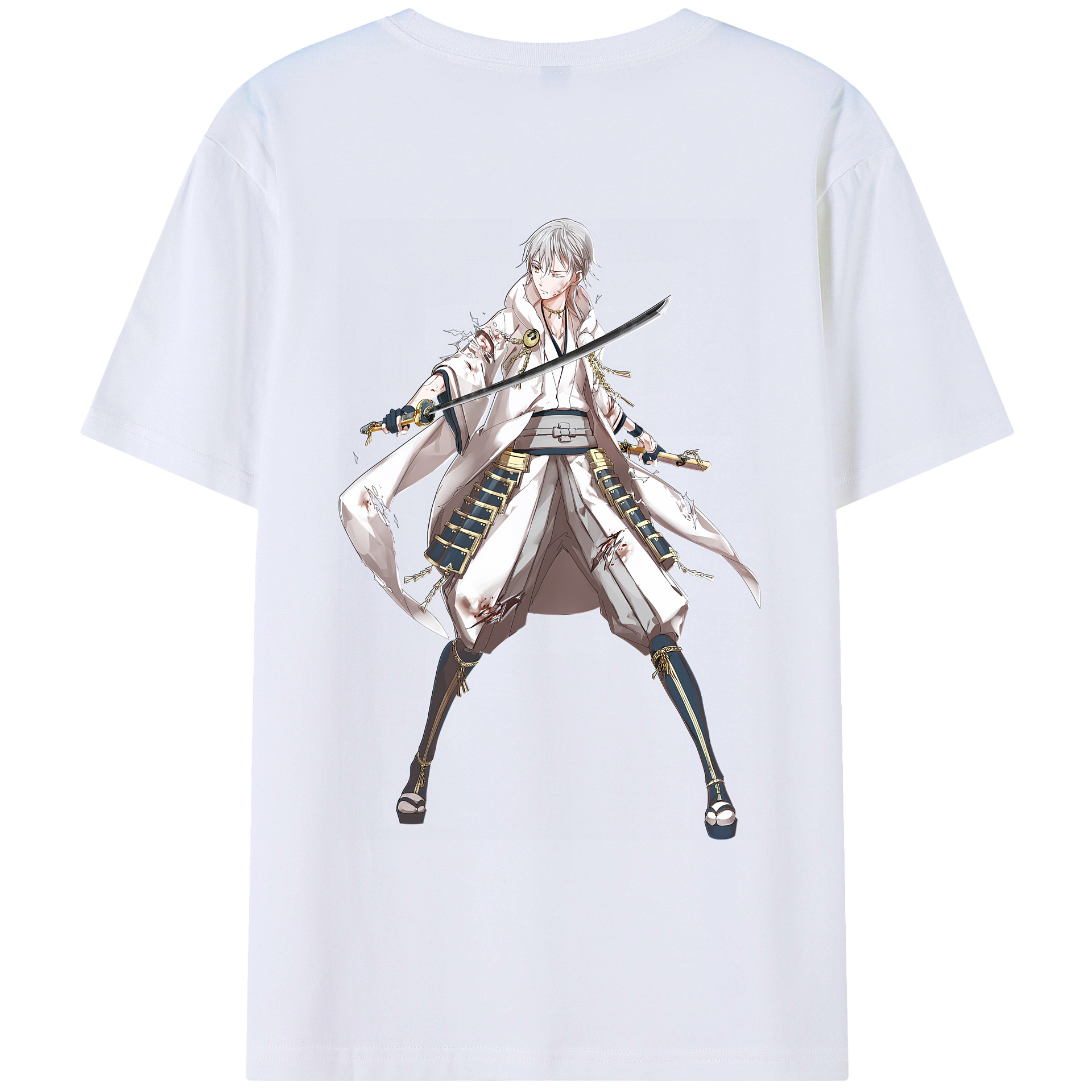（画像用） 刀剣乱舞 Touken Ranbu 綿100％ メンズ半袖Tシャツ（バックプリント） 通気性