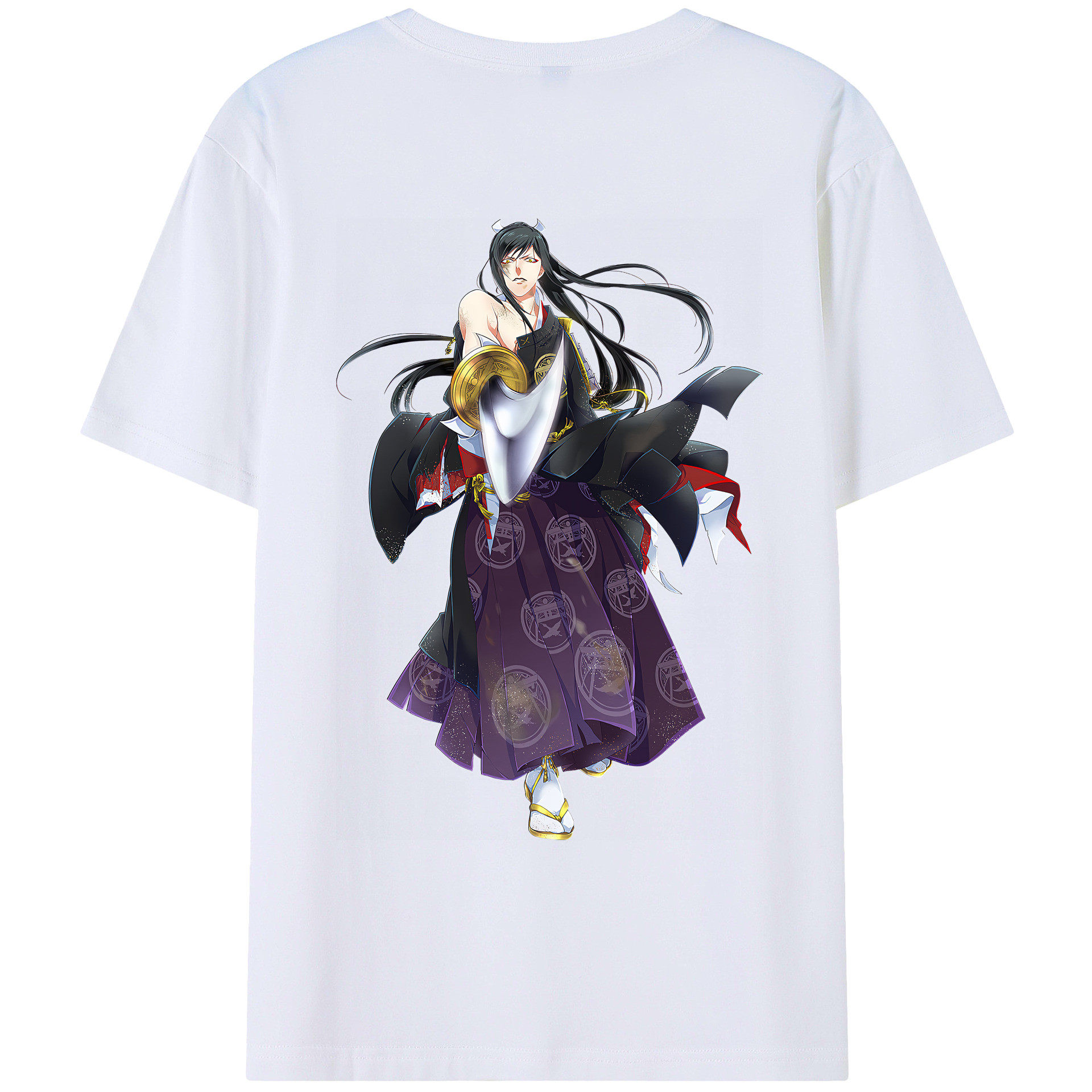 （画像用） 刀剣乱舞 Touken Ranbu 綿100％ メンズ半袖Tシャツ（バックプリント） 通気性