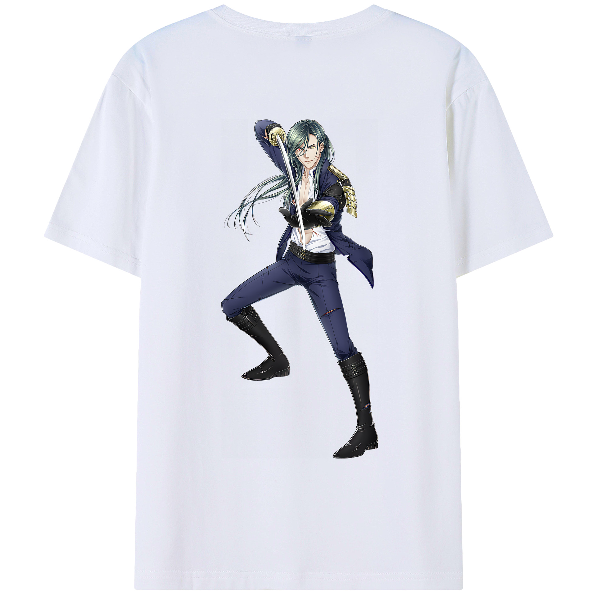 （画像用） 刀剣乱舞 Touken Ranbu 綿100％ メンズ半袖Tシャツ（バックプリント） 通気性