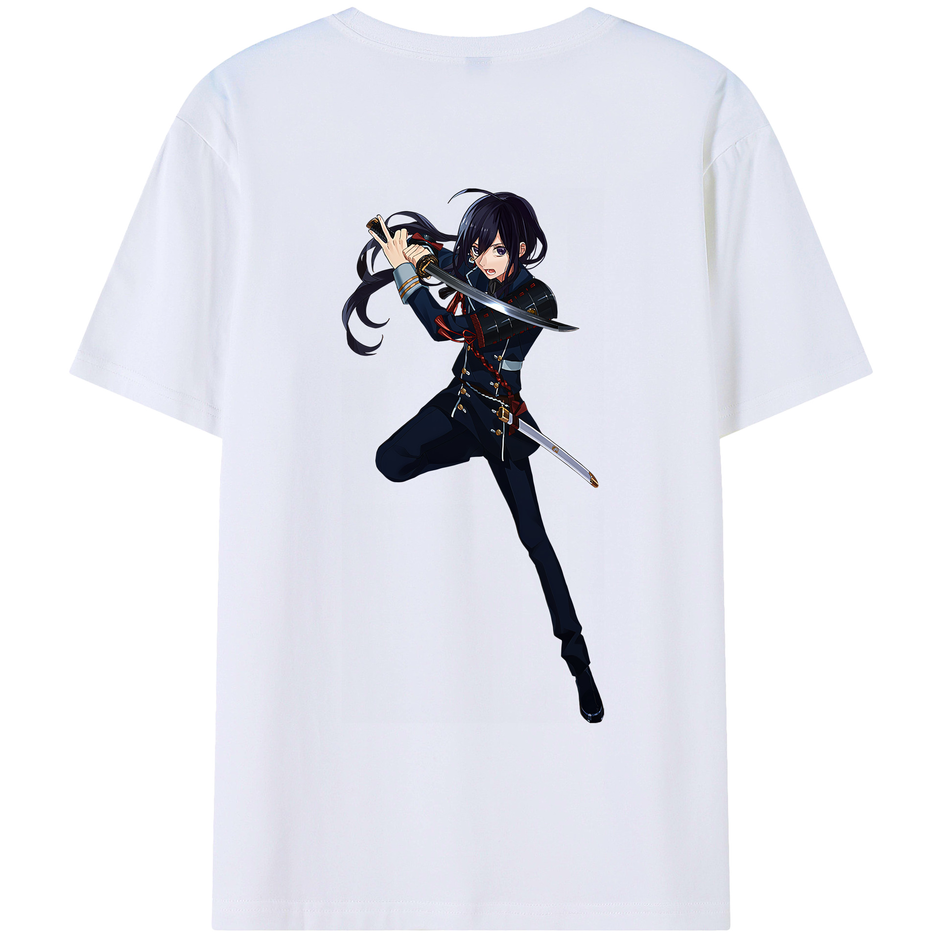 （画像用） 刀剣乱舞 Touken Ranbu 綿100％ メンズ半袖Tシャツ（バックプリント） 通気性