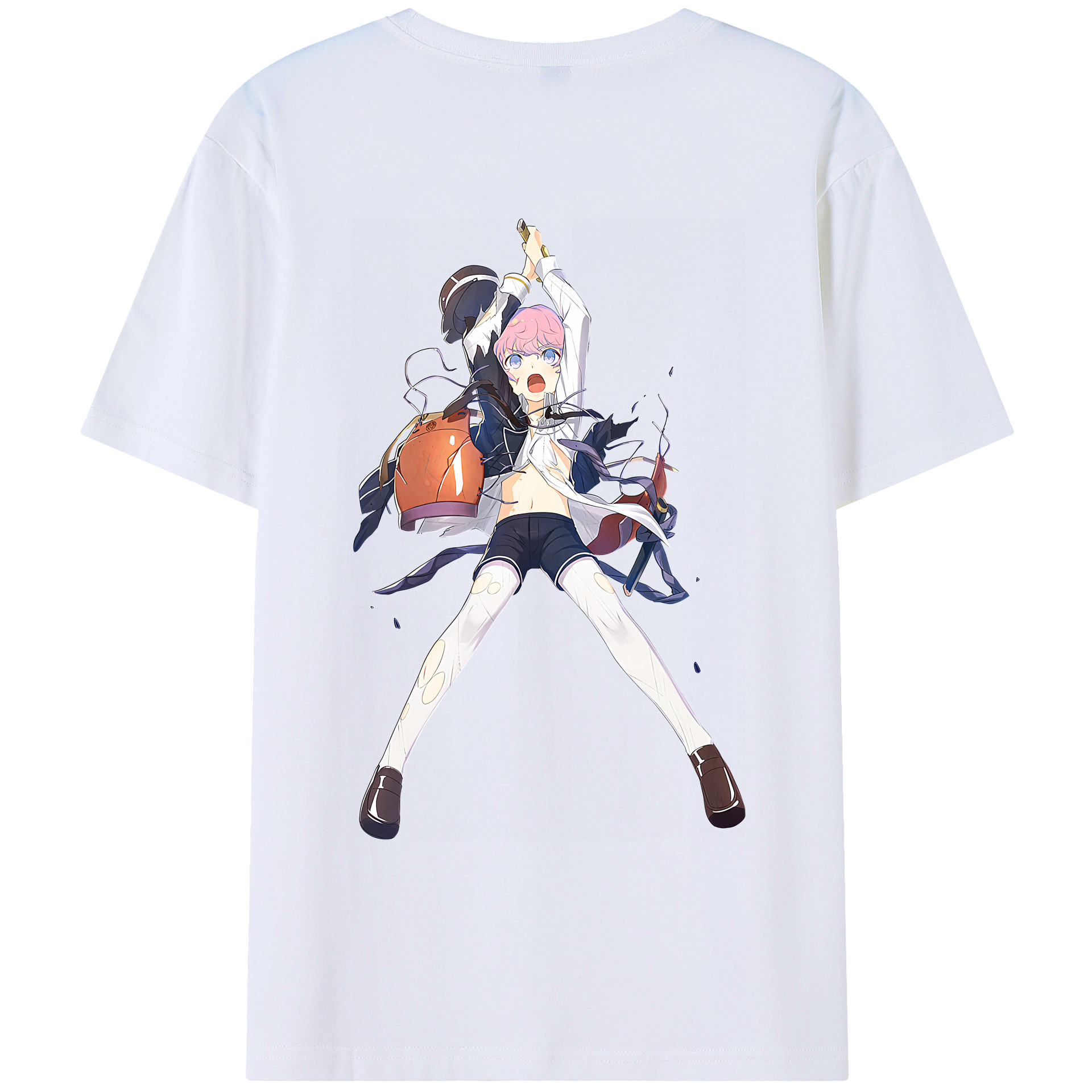 （画像用） 刀剣乱舞 Touken Ranbu 綿100％ メンズ半袖Tシャツ（バックプリント） 通気性