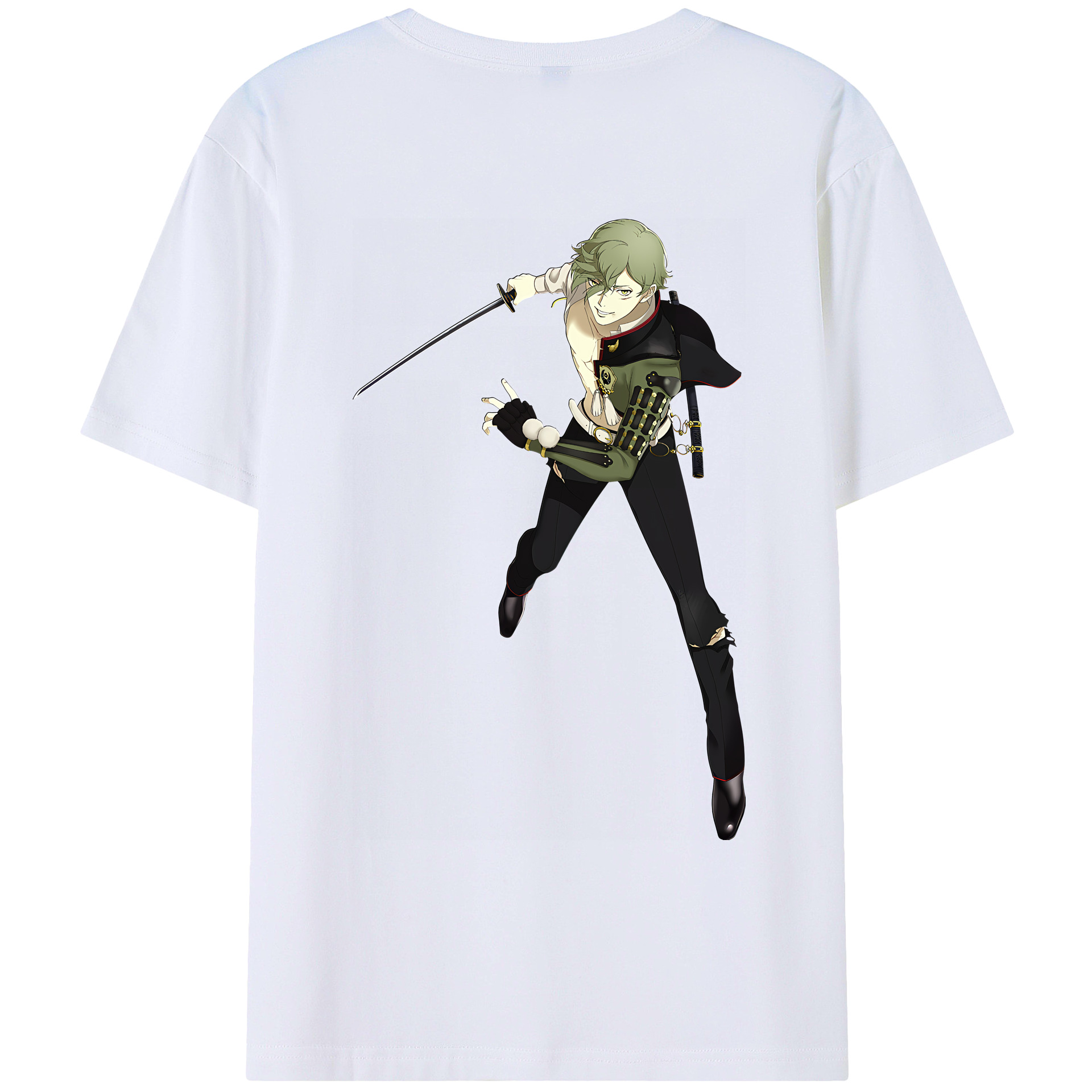 （画像用） 刀剣乱舞 Touken Ranbu 綿100％ メンズ半袖Tシャツ（バックプリント） 通気性