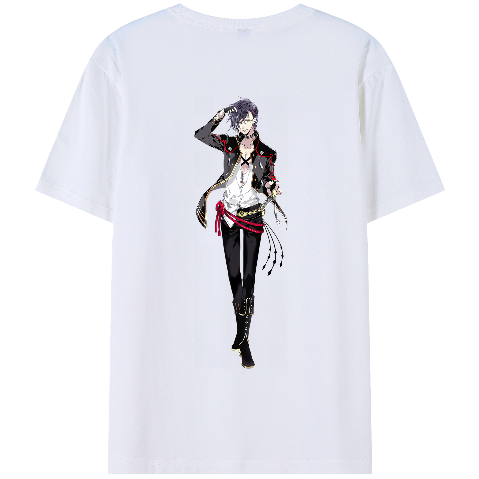 （画像用） 刀剣乱舞 Touken Ranbu 綿100％ メンズ半袖Tシャツ（バックプリント） 通気性