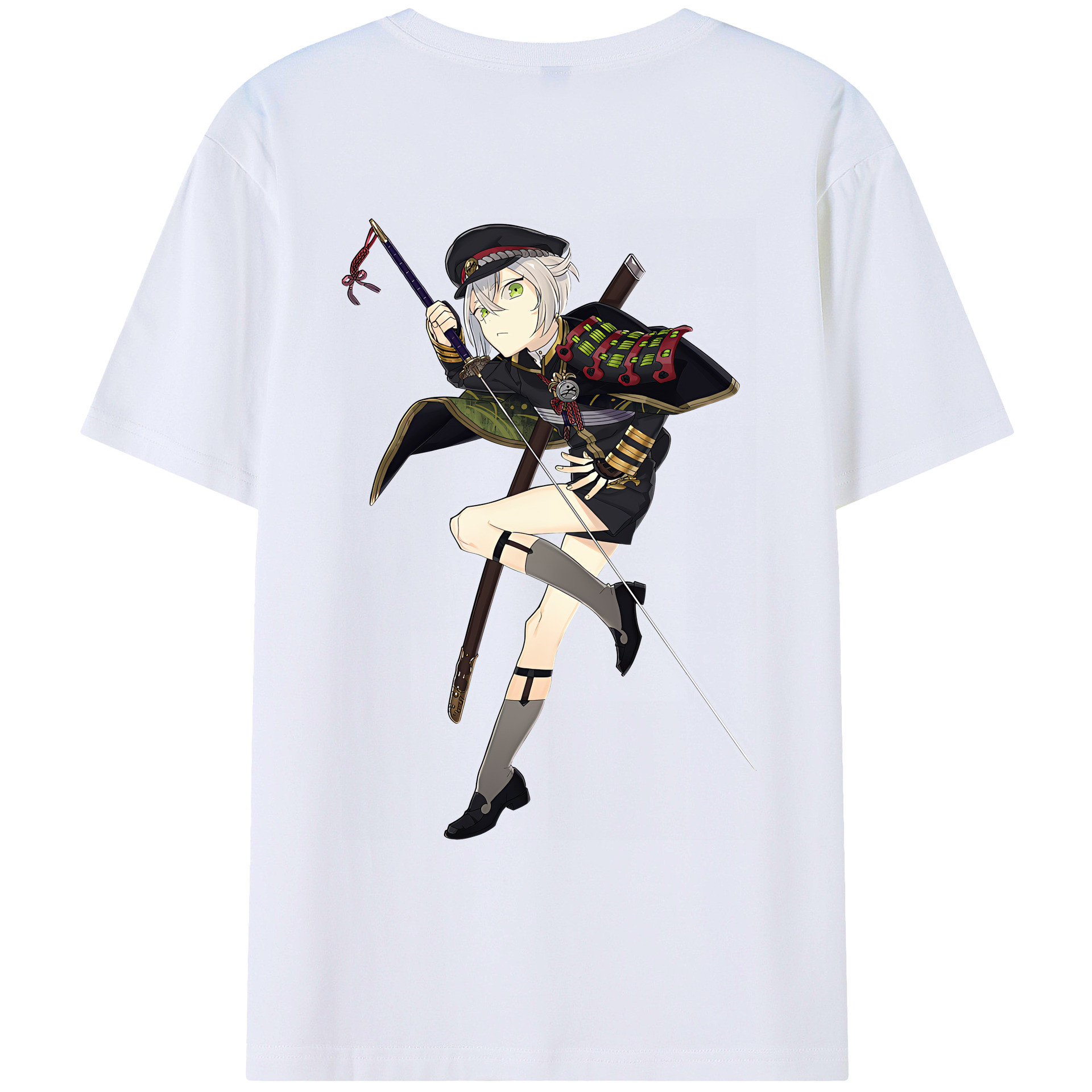 （画像用） 刀剣乱舞 Touken Ranbu 綿100％ メンズ半袖Tシャツ（バックプリント） 通気性