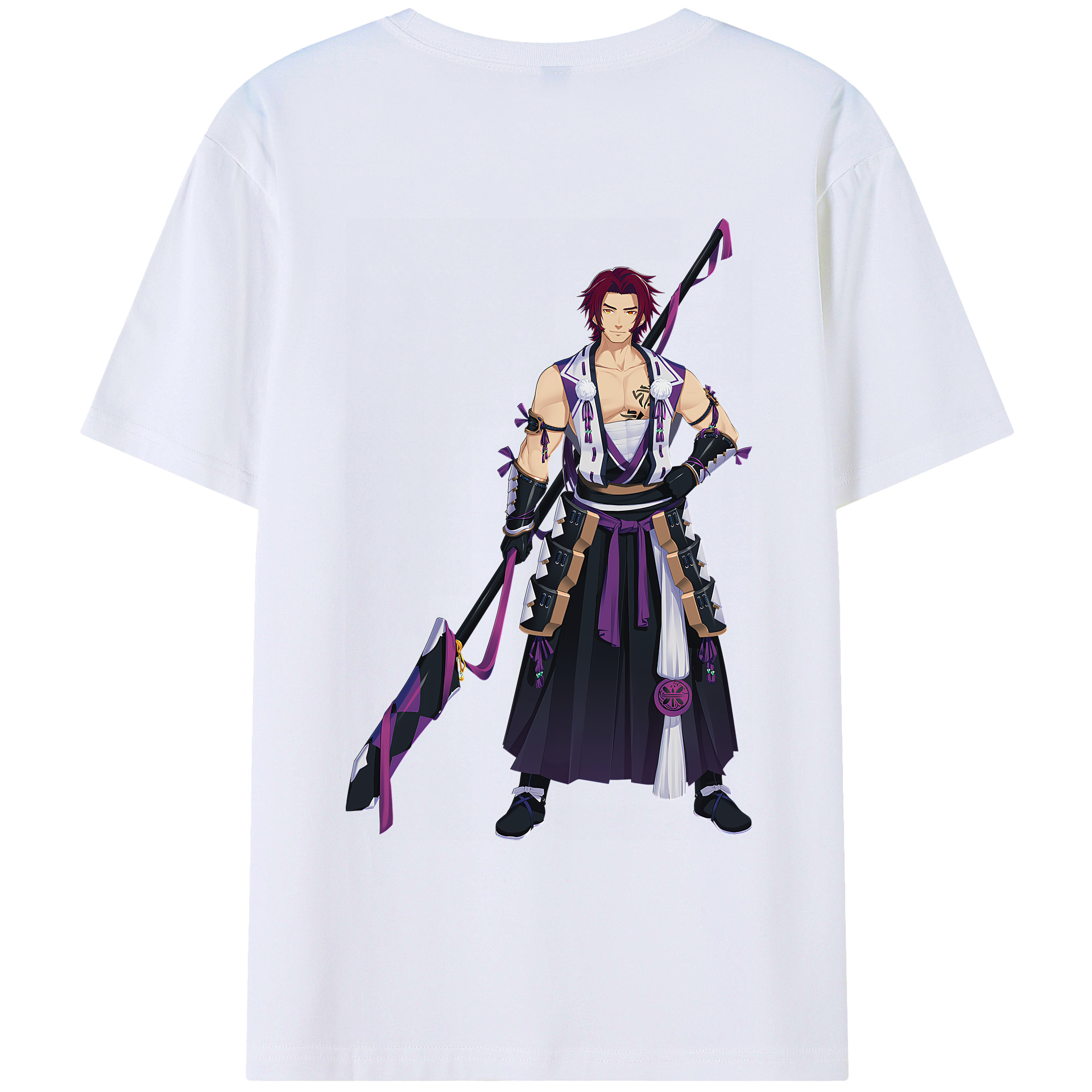 （画像用） 刀剣乱舞 Touken Ranbu 綿100％ メンズ半袖Tシャツ（バックプリント） 通気性