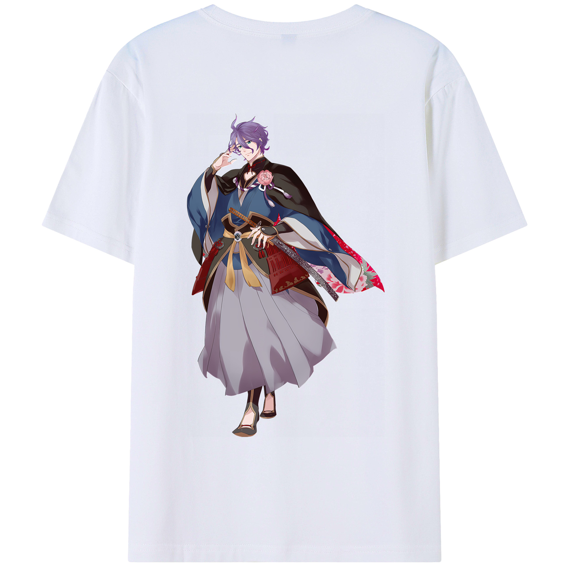 （画像用） 刀剣乱舞 Touken Ranbu 綿100％ メンズ半袖Tシャツ（バックプリント） 通気性