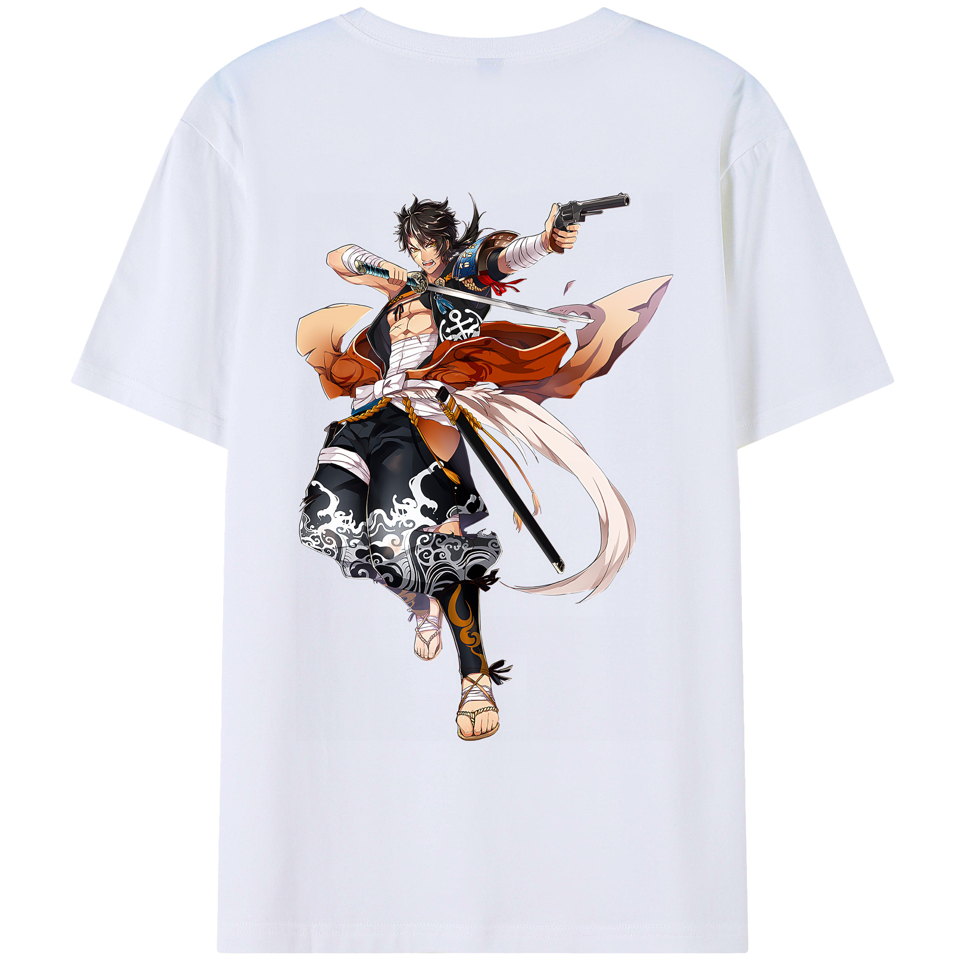 （画像用） 刀剣乱舞 Touken Ranbu 綿100％ メンズ半袖Tシャツ（バックプリント） 通気性