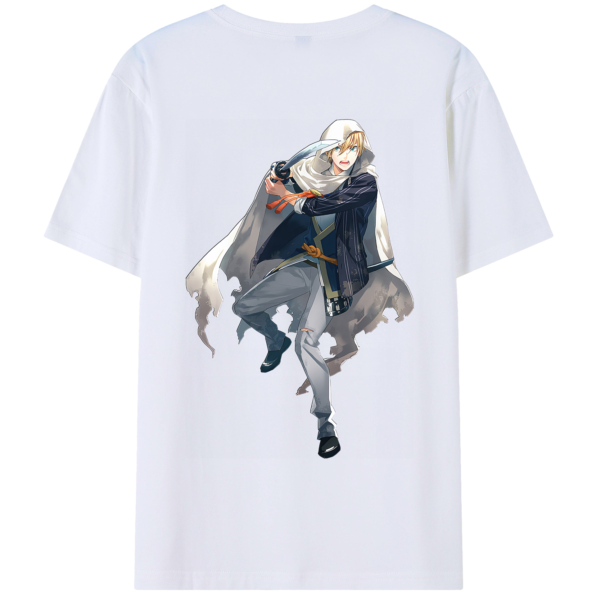 （画像用） 刀剣乱舞 Touken Ranbu 綿100％ メンズ半袖Tシャツ（バックプリント） 通気性