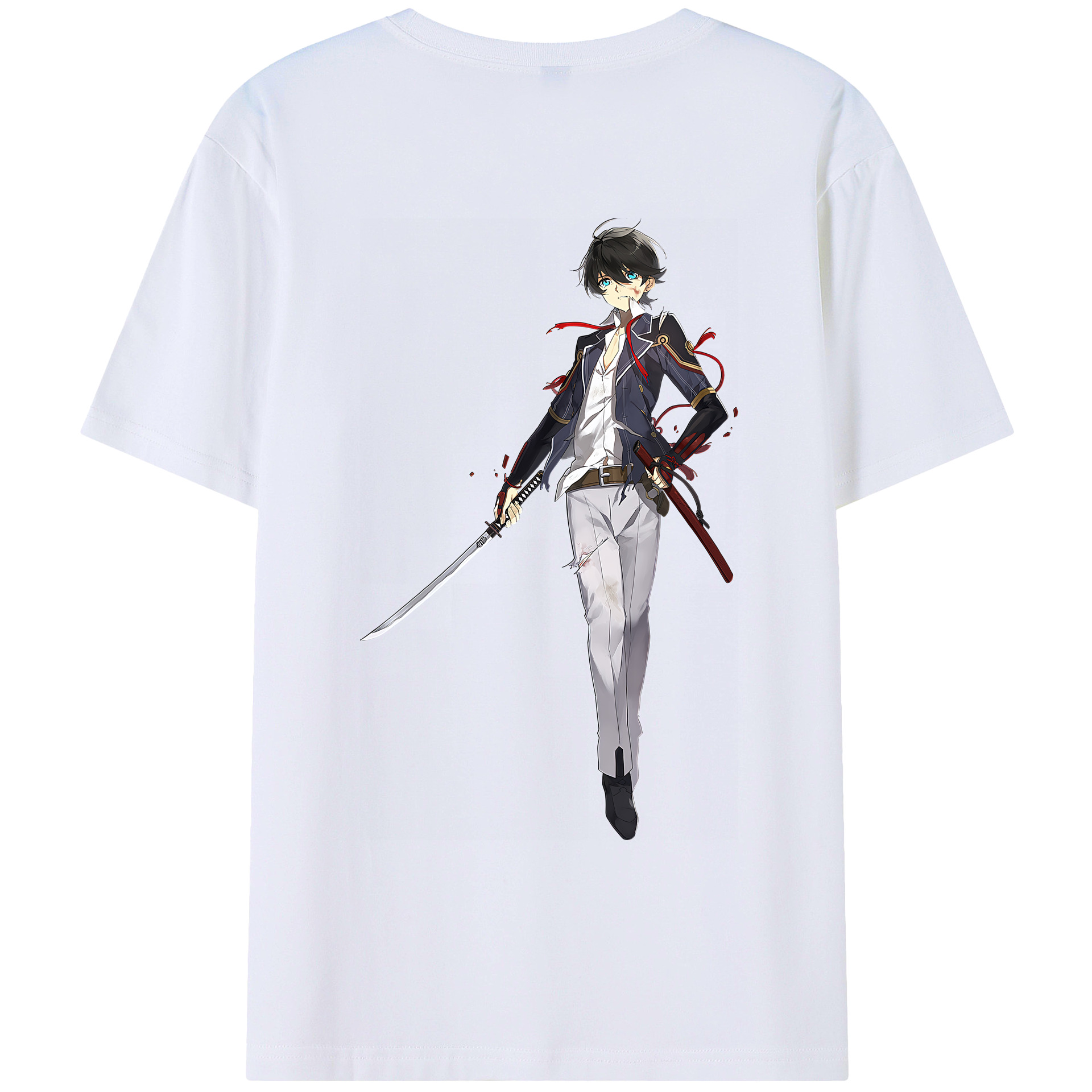 （画像用） 刀剣乱舞 Touken Ranbu 綿100％ メンズ半袖Tシャツ（バックプリント） 通気性