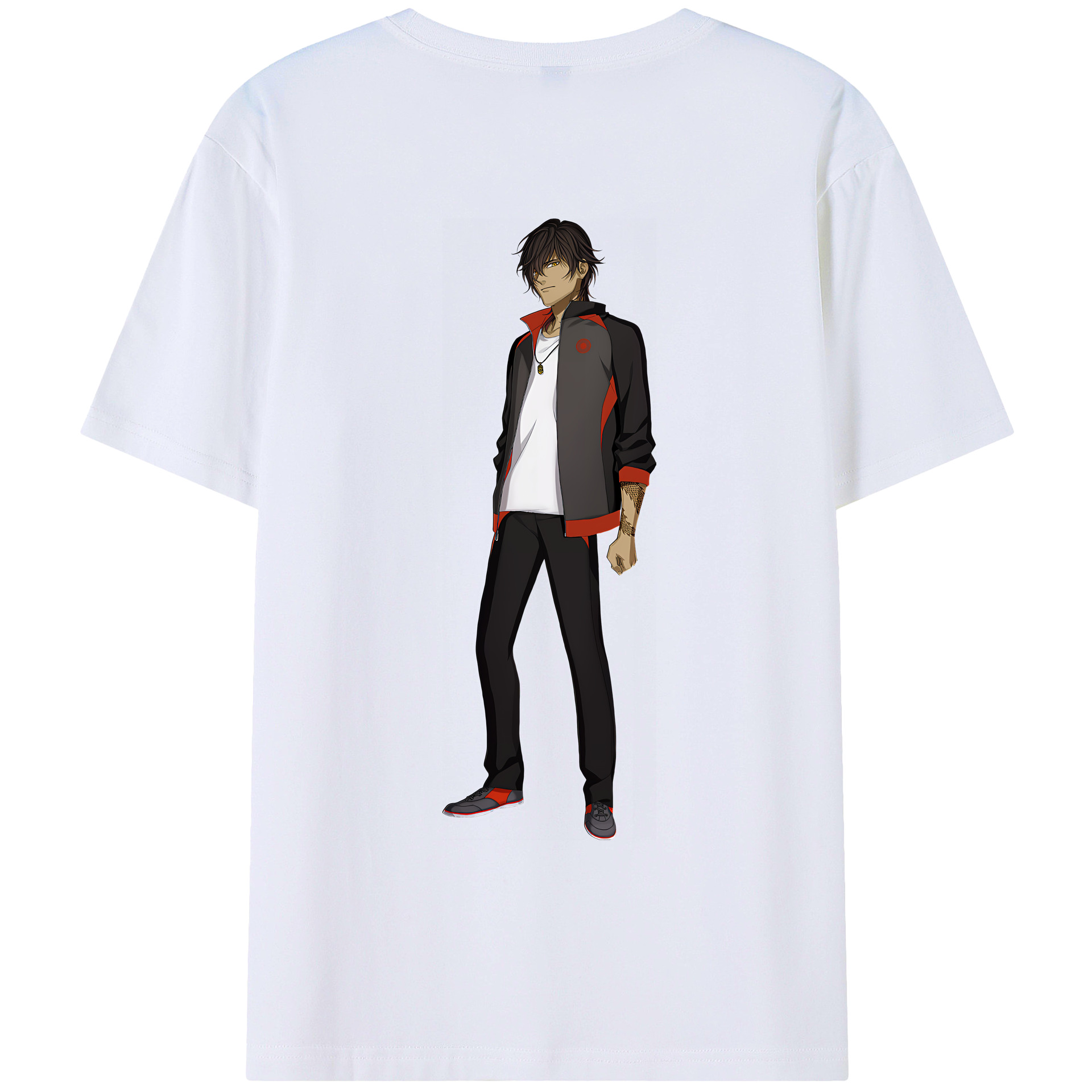 （画像用） 刀剣乱舞 Touken Ranbu 綿100％ メンズ半袖Tシャツ（バックプリント） 通気性
