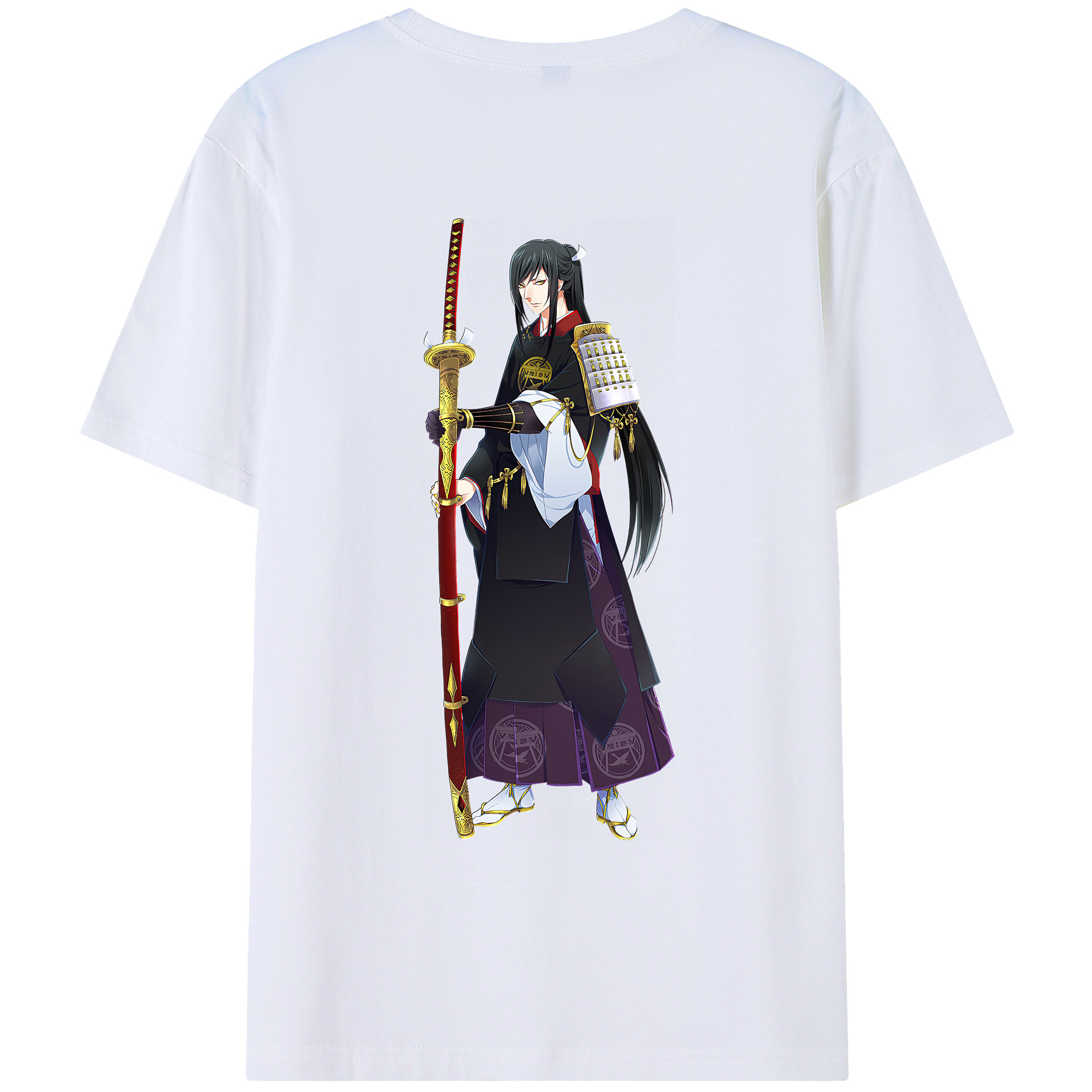 （画像用） 刀剣乱舞 Touken Ranbu 綿100％ メンズ半袖Tシャツ（バックプリント） 通気性