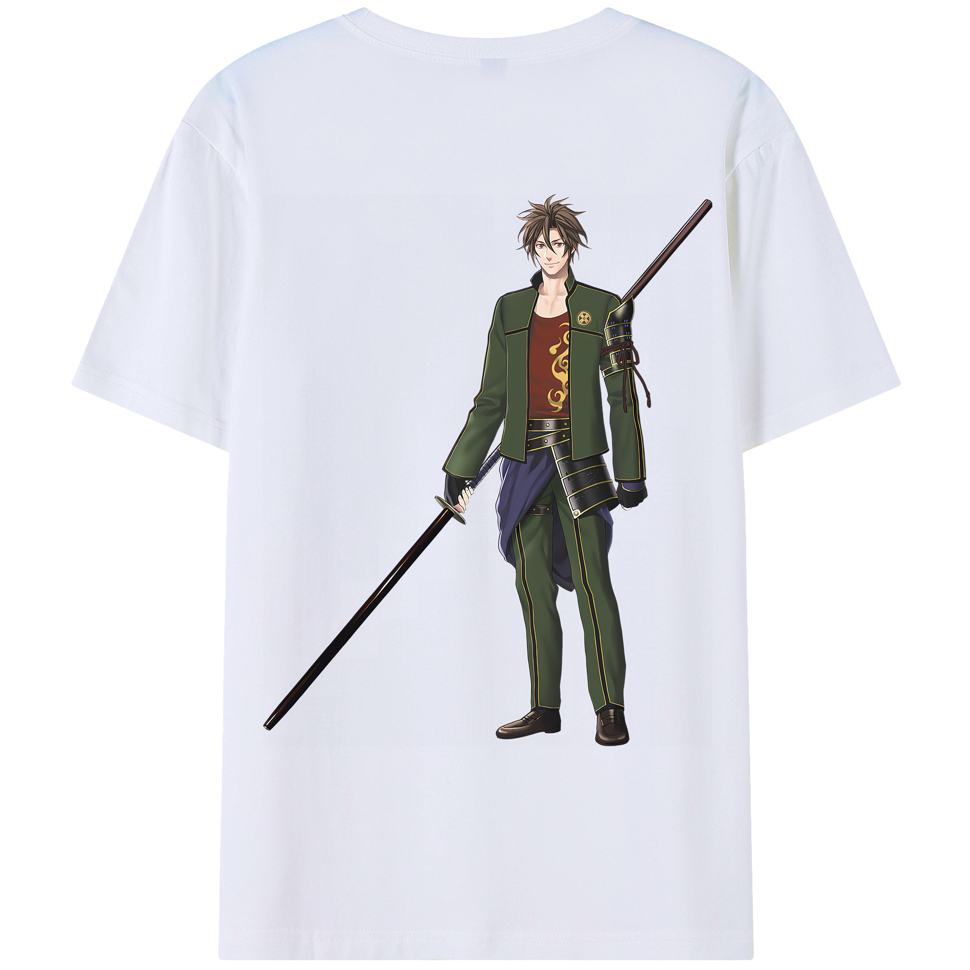 （画像用） 刀剣乱舞 Touken Ranbu 綿100％ メンズ半袖Tシャツ（バックプリント） 通気性