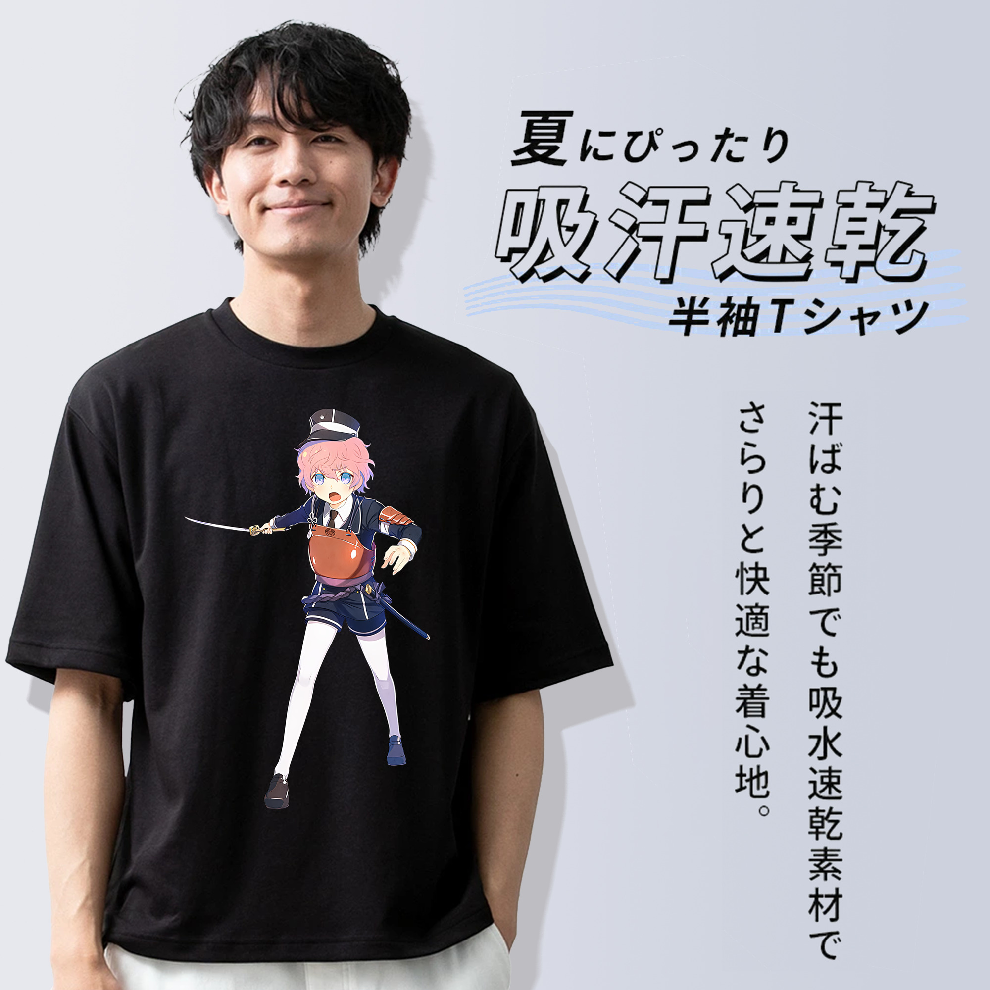 刀剣乱舞 Touken Ranbu 綿100％ メンズ半袖Tシャツ｜肌触りやわらか＆通気性